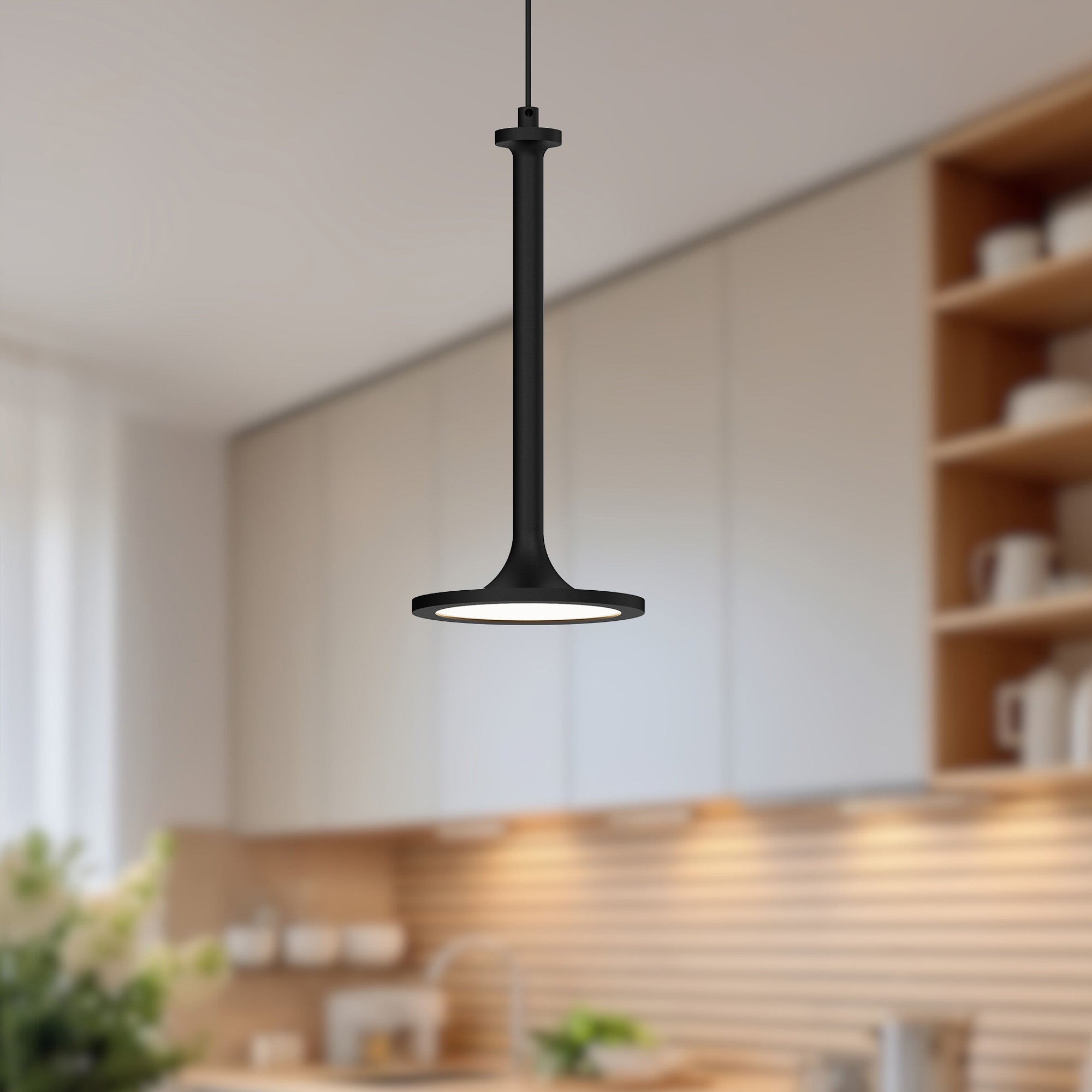 Issa 6-in Matte Black LED Pendant