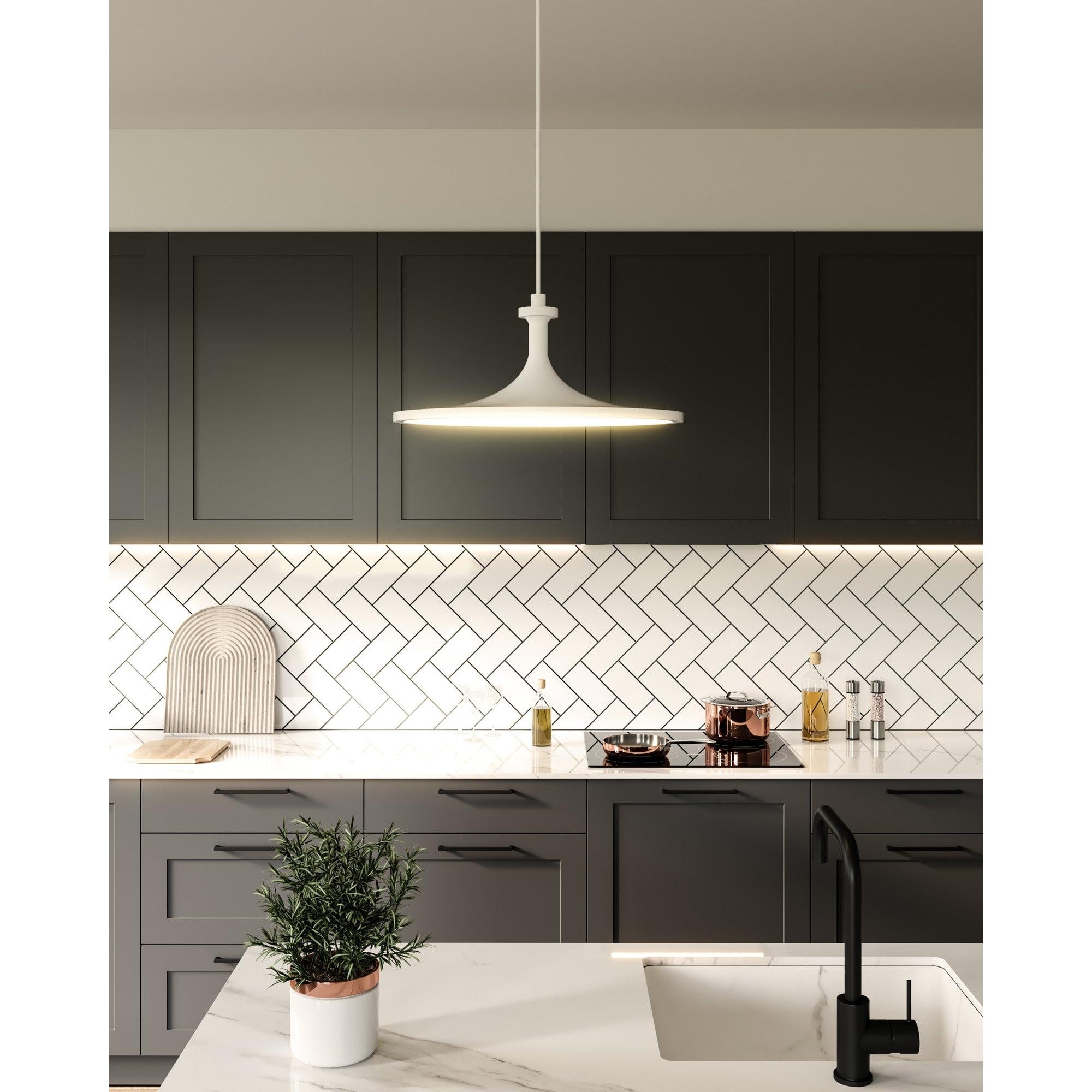 Issa 12-in White LED Pendant