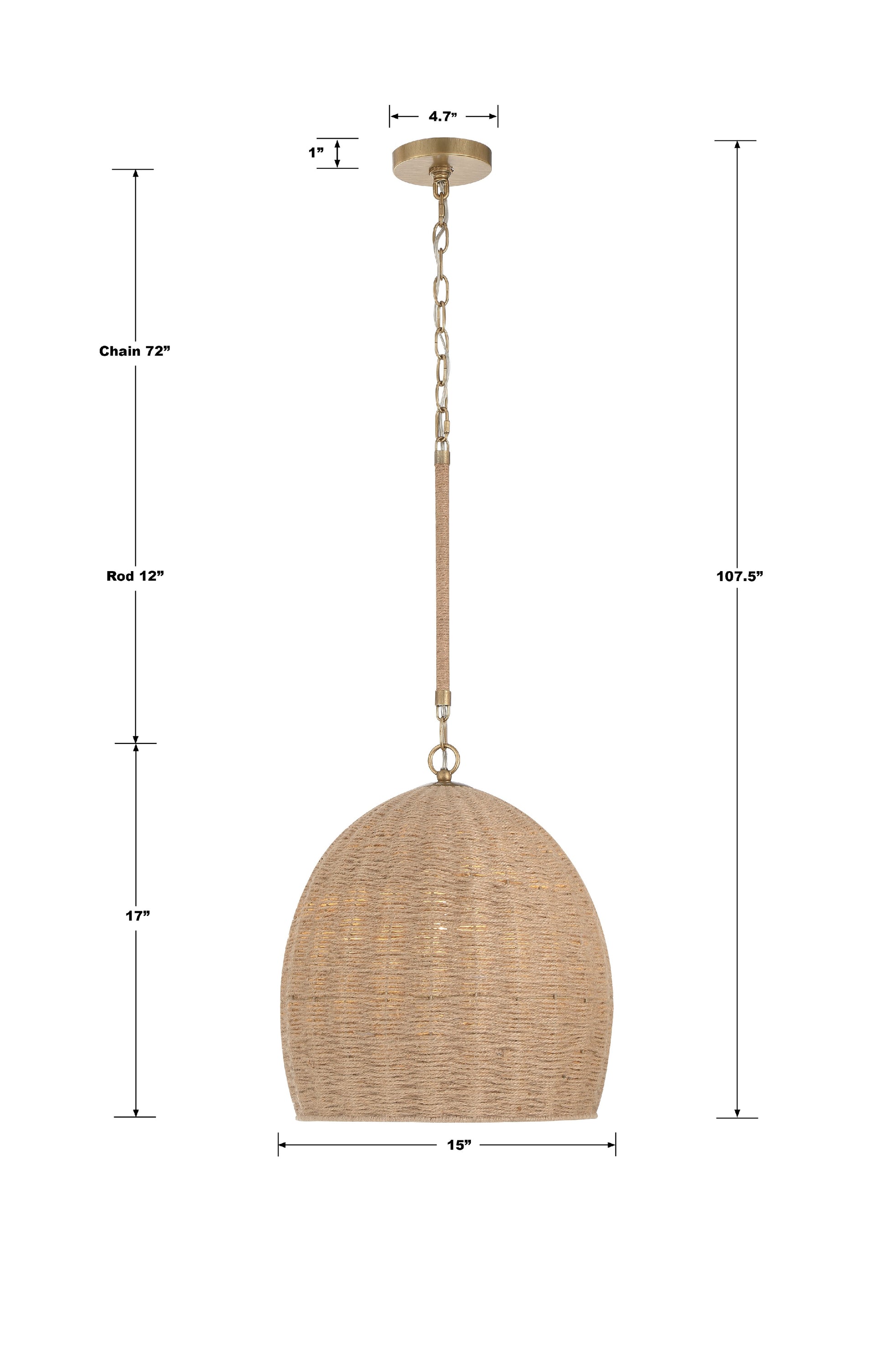 Crystorama Jace JAC-10500-SG – 15 Inch – 1 Light – Pendant Light – Soft Gold – Damp Rated