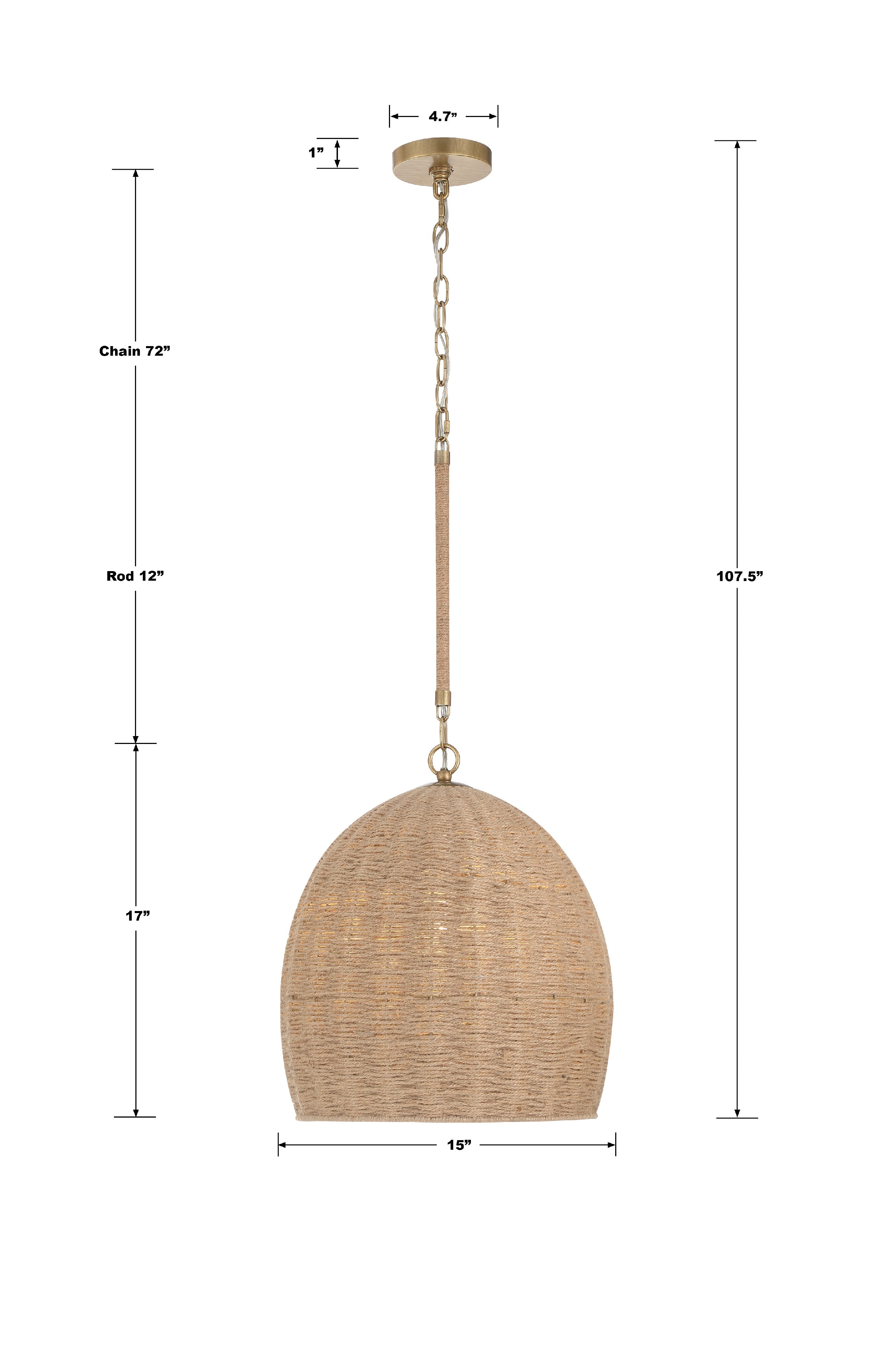 Crystorama Jace JAC-10500-SG – 15 Inch – 1 Light – Pendant Light – Soft Gold – Damp Rated