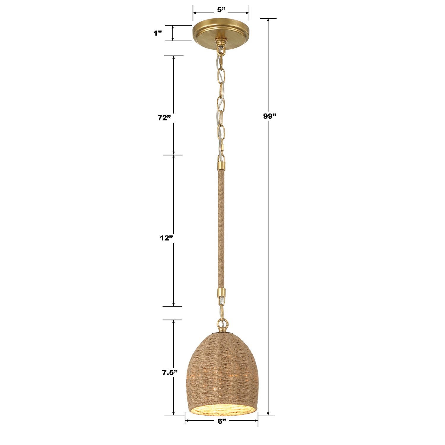 Crystorama Jace JAC-10502-SG – 6 Inch – 1 Light – Pendant Light – Soft Gold – Damp Rated