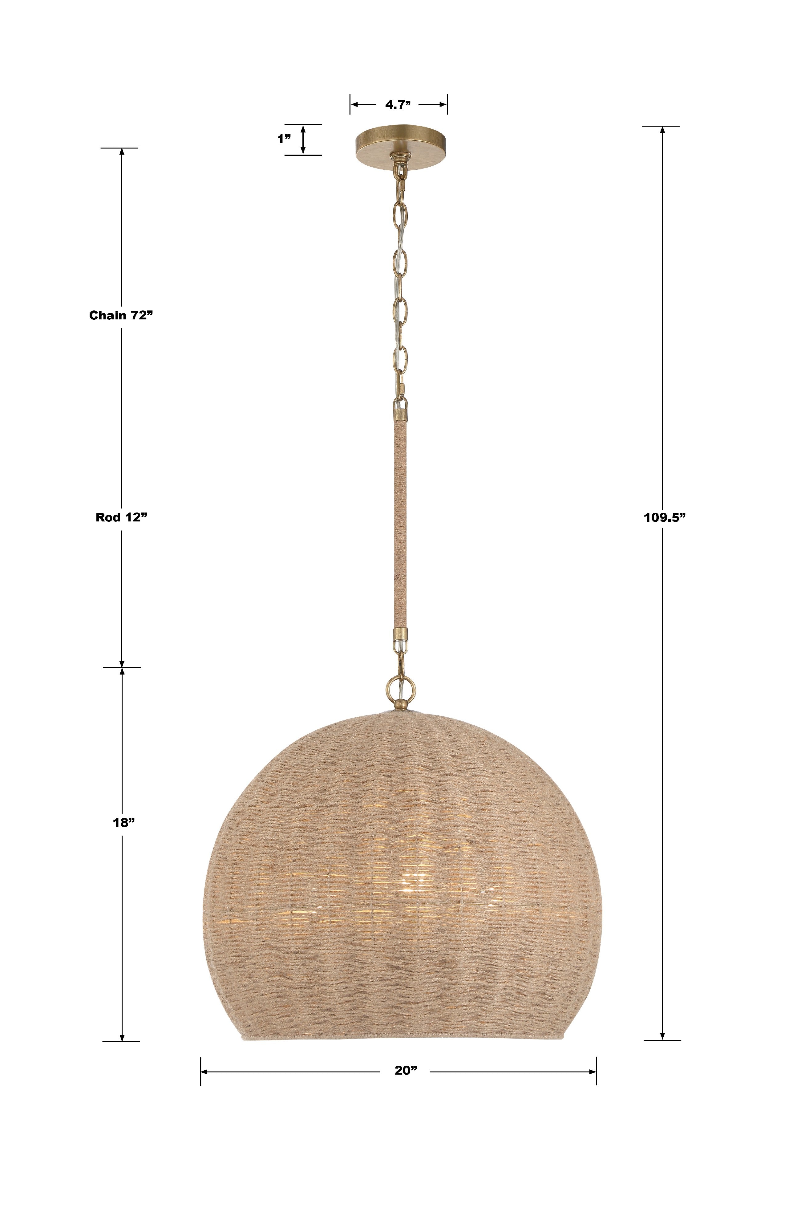 Crystorama Jace JAC-10503-SG – 20 Inch – 3 Light – Pendant Light – Soft Gold – Damp Rated