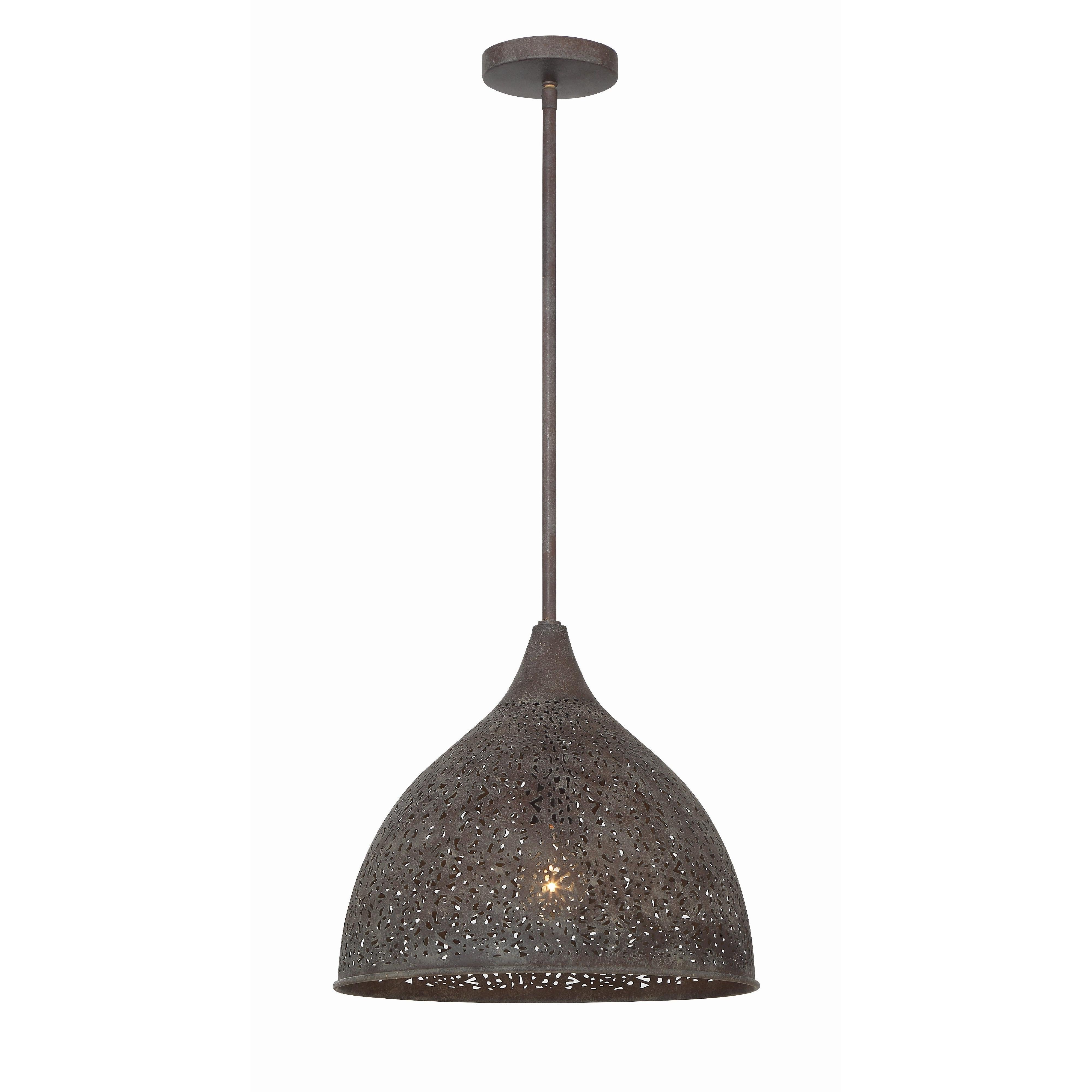 Crystorama Jasmine JAS-A5010-FB – 14 Inch – 1 Light – Pendant Light – Forged Bronze – Damp Rated