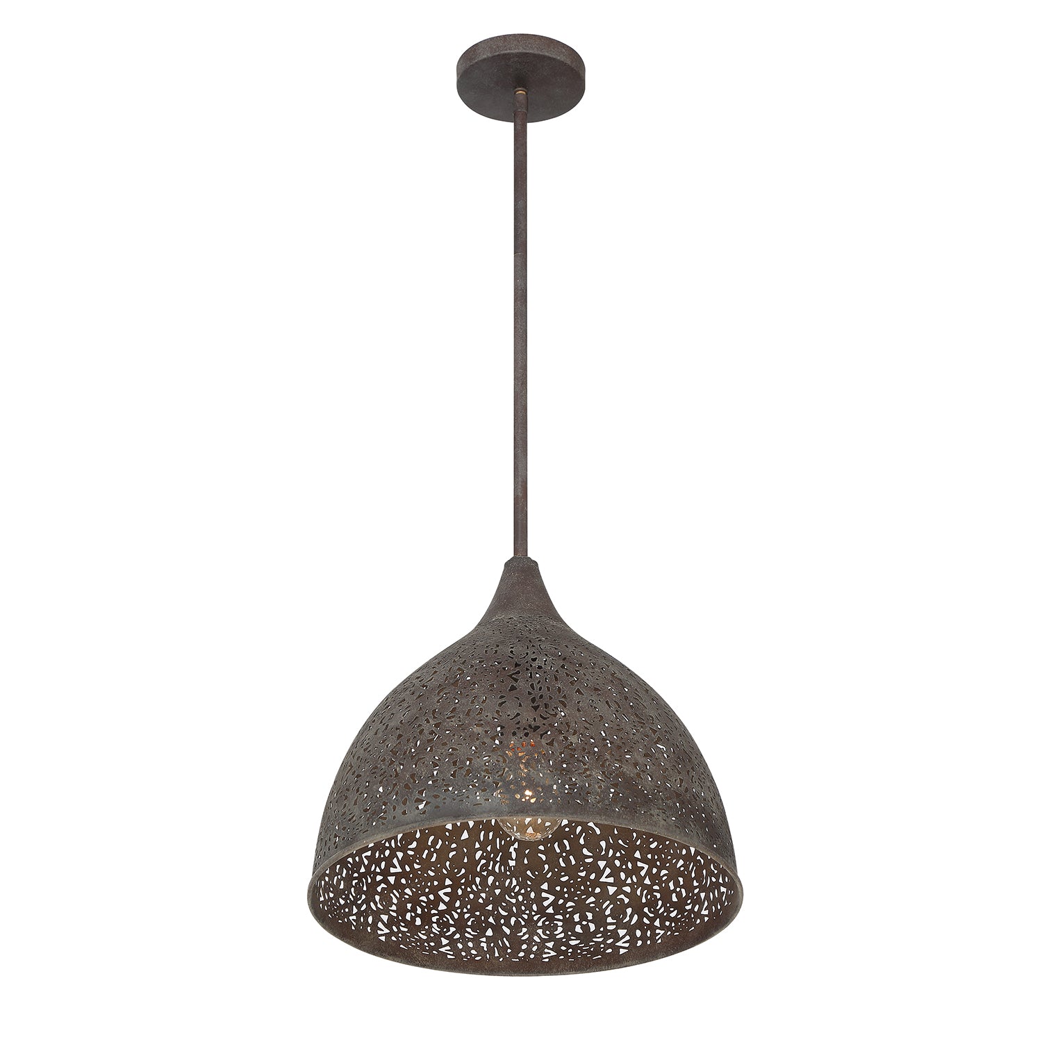 Crystorama Jasmine JAS-A5010-FB – 14 Inch – 1 Light – Pendant Light – Forged Bronze – Damp Rated
