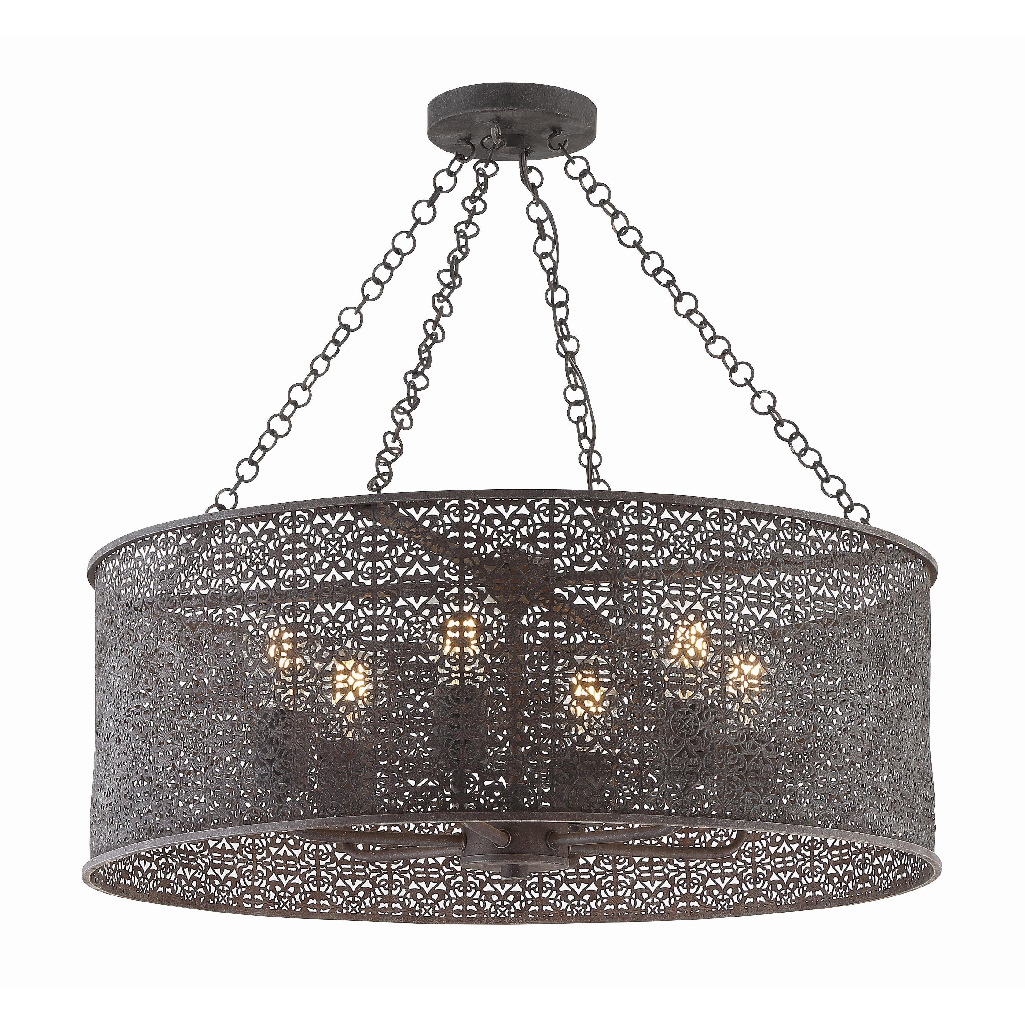 Crystorama Jasmine JAS-A5016-FB – 25 Inch – 6 Light – Chandelier – Forged Bronze – Damp Rated