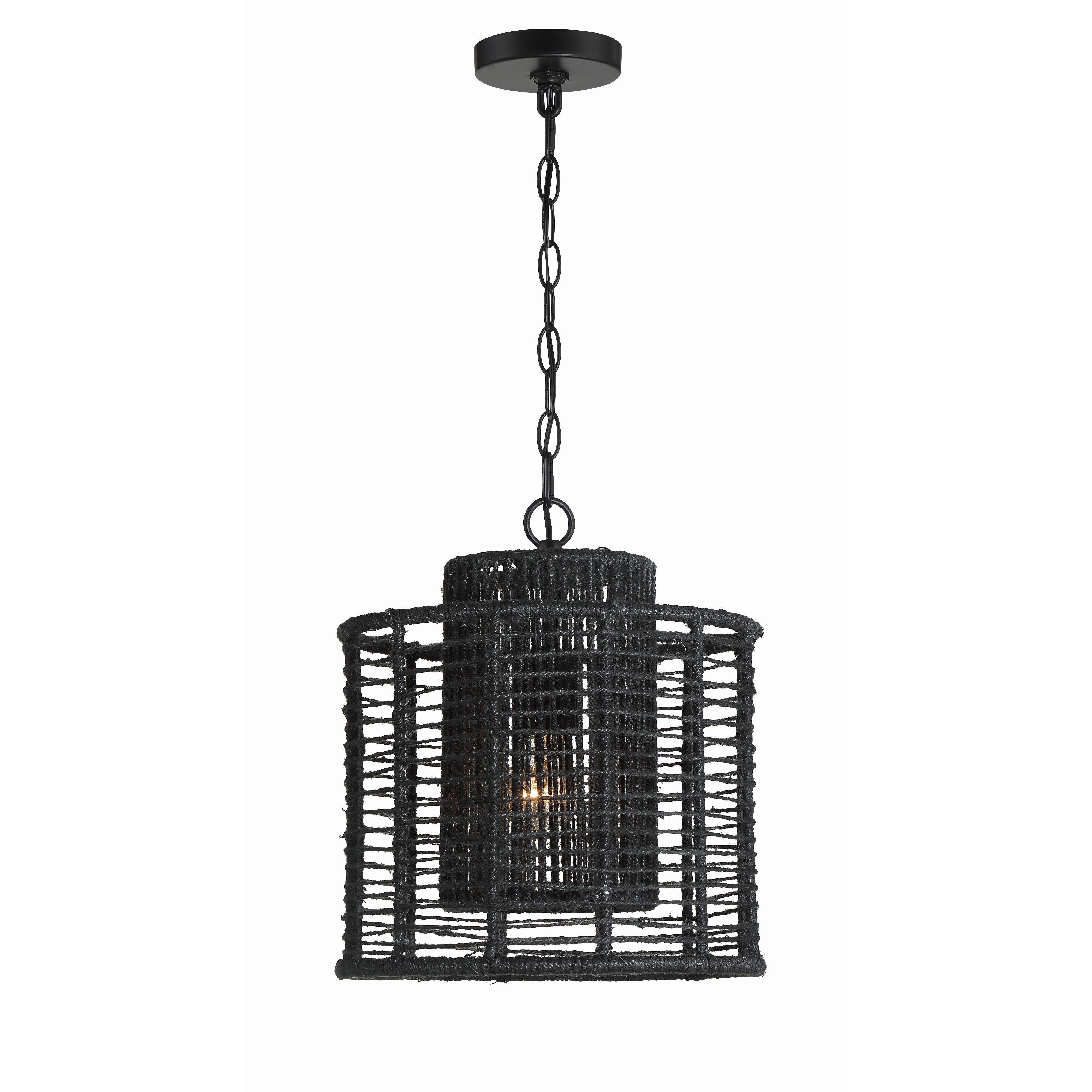 Crystorama Jayna JAY-A5001-MK – 12.5 Inch – 1 Light – Pendant Light – Matte Black – Damp Rated