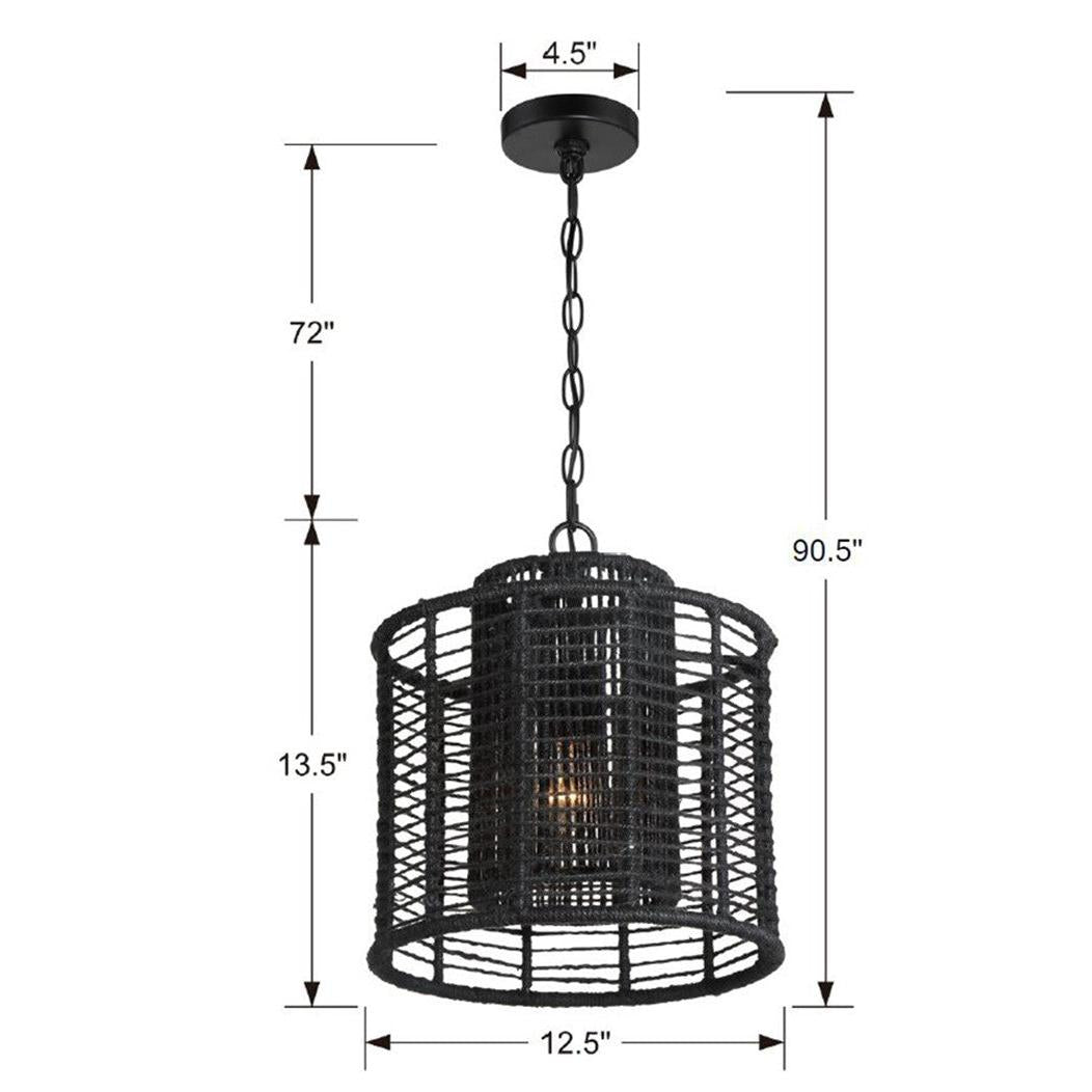 Crystorama Jayna JAY-A5001-MK – 12.5 Inch – 1 Light – Pendant Light – Matte Black – Damp Rated