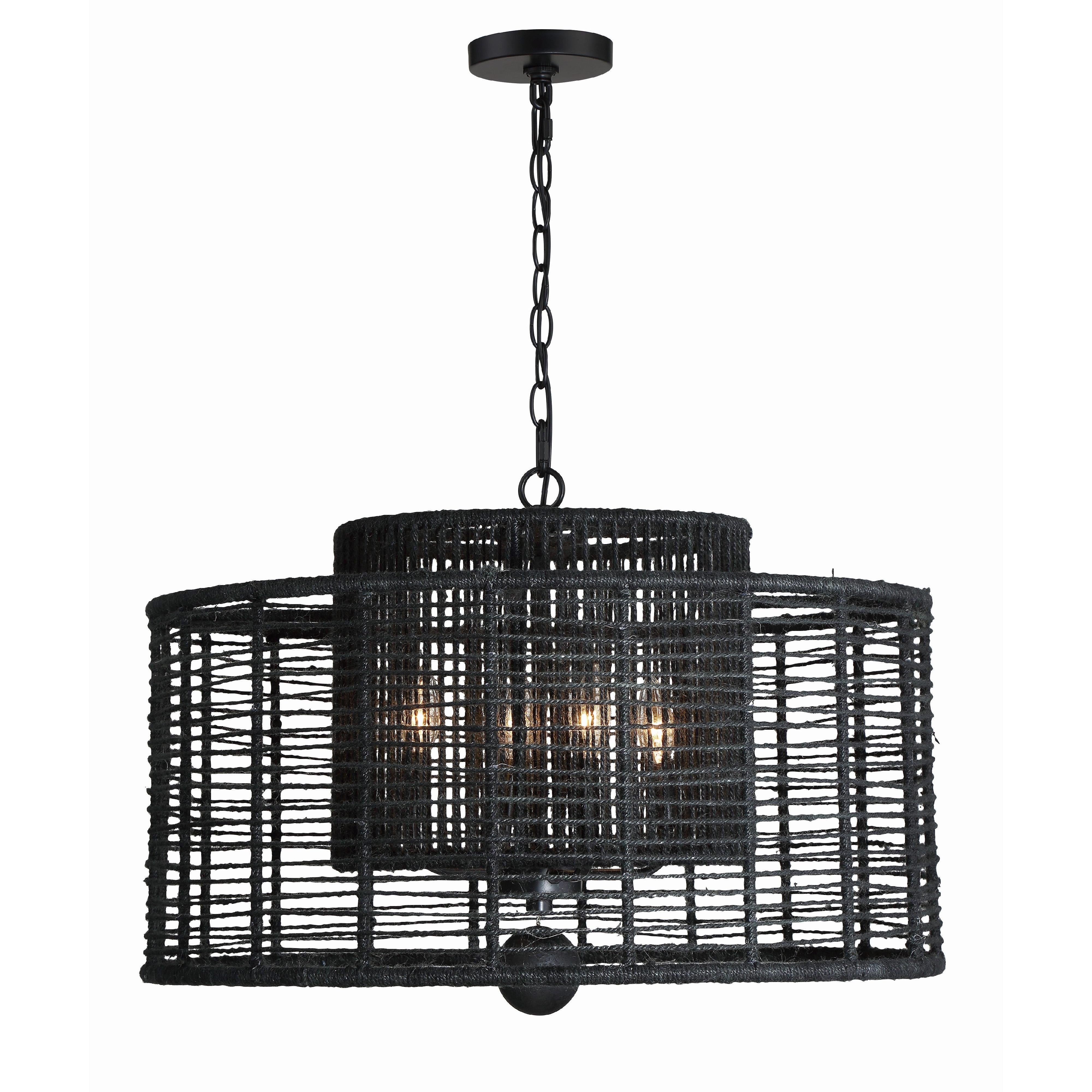 Crystorama Jayna JAY-A5004-MK – 25 Inch – 4 Light – Chandelier – Matte Black – Damp Rated