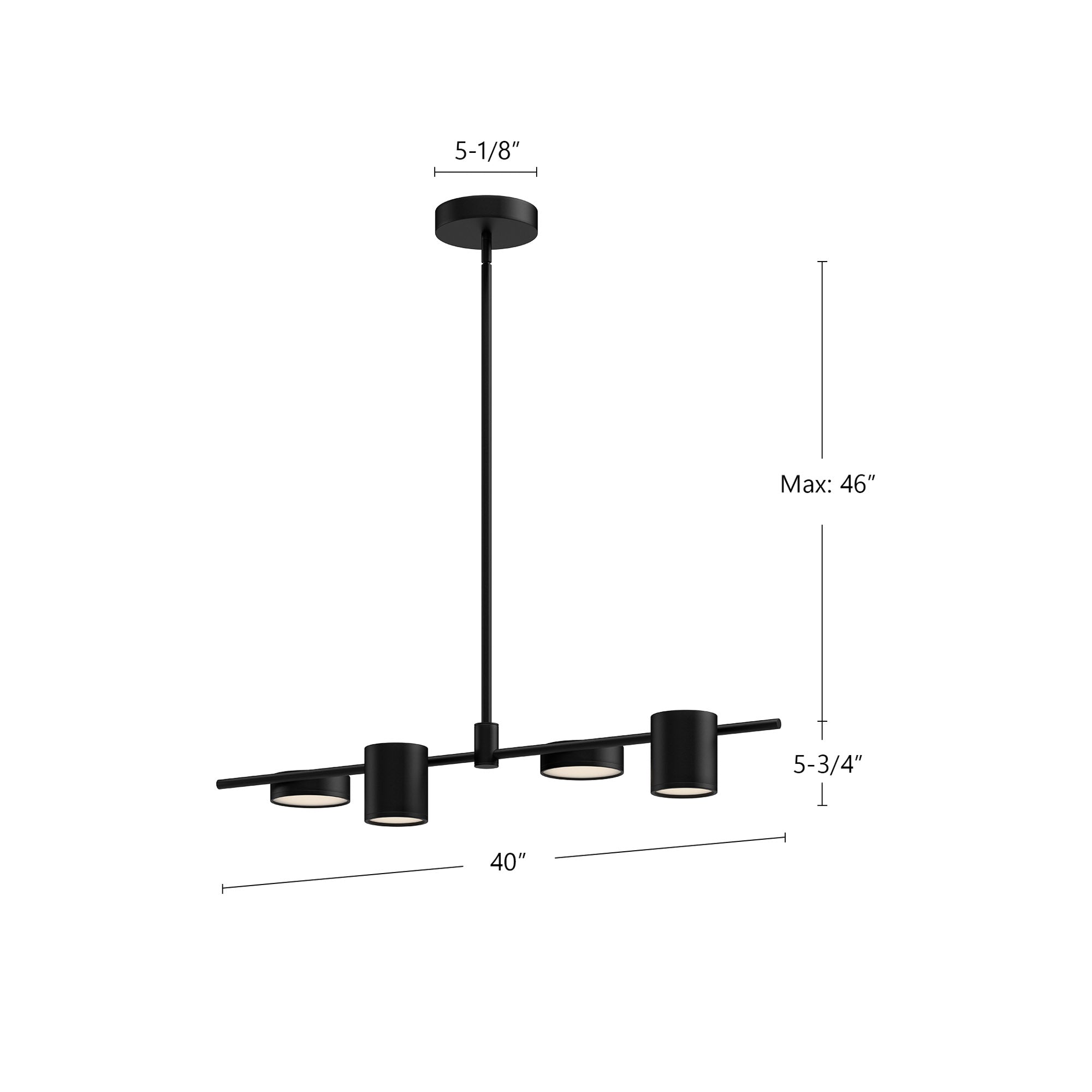 Jayden 40-in Black LED Linear Pendant