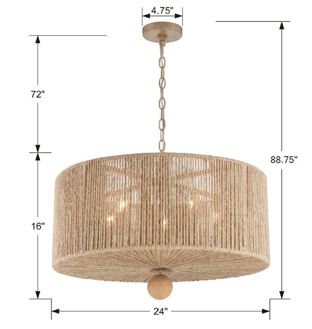Crystorama Lighting JES-B7105-BS Chandelier, Eco Style Lighting, Burnished Silver
