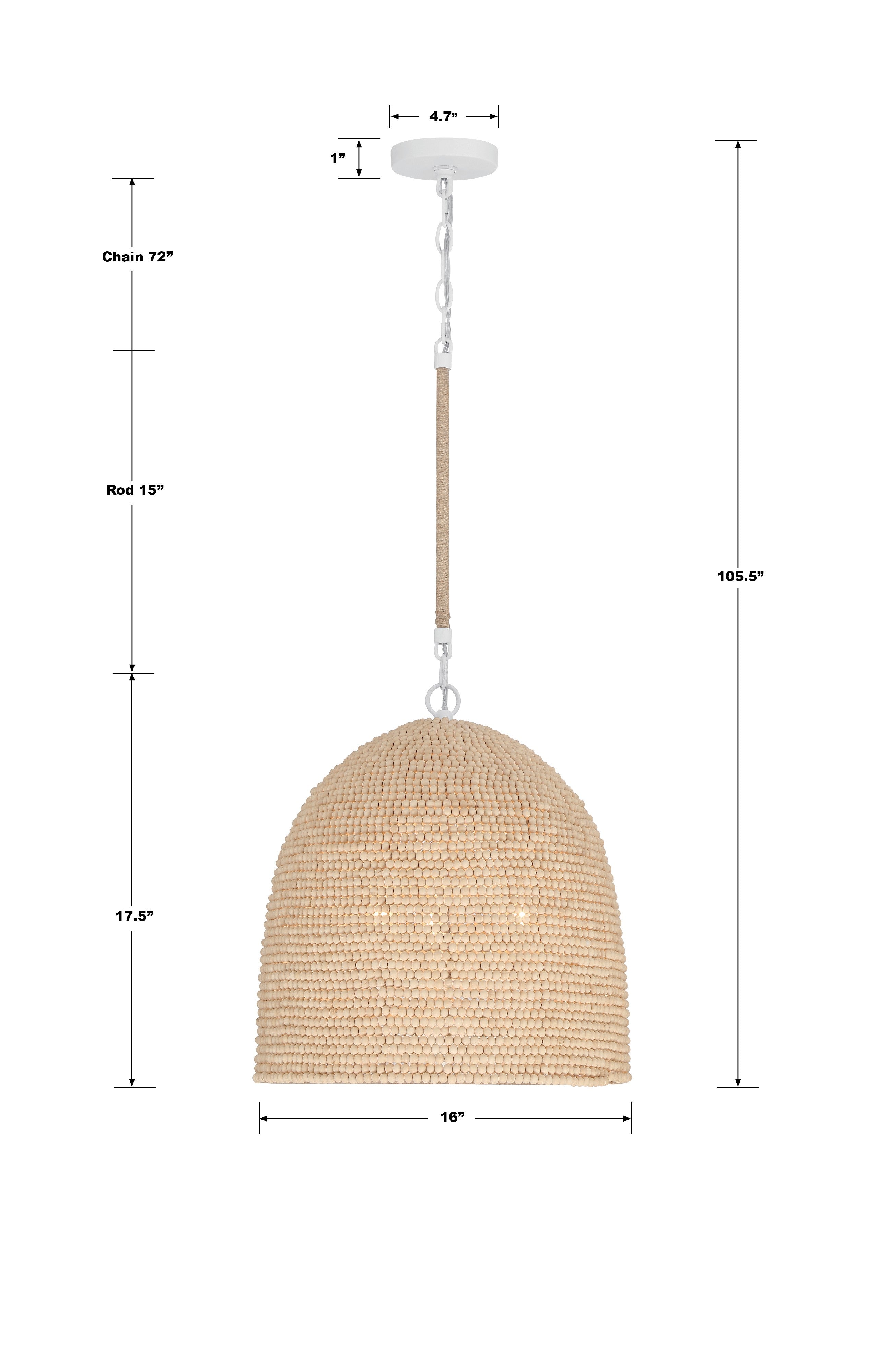 Crystorama Jasper JSP-10533-MT – 16 Inch – 3 Light – Pendant Light – Matte White – Damp Rated