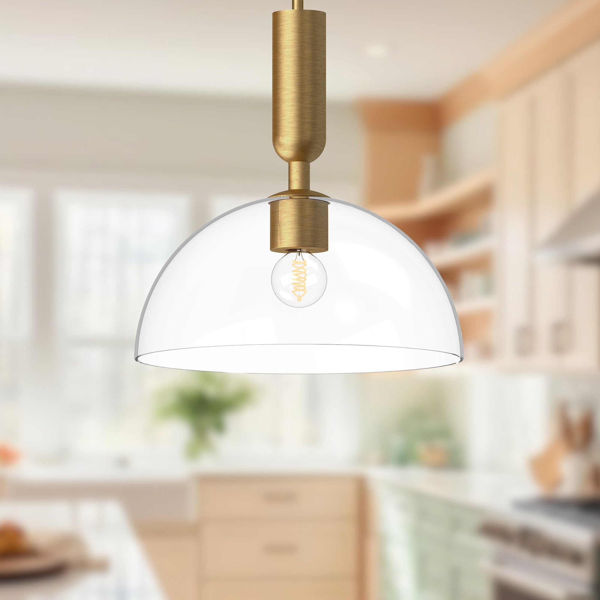 Jude 12-in Brushed Gold/Clear Glass 1 Light Pendant
