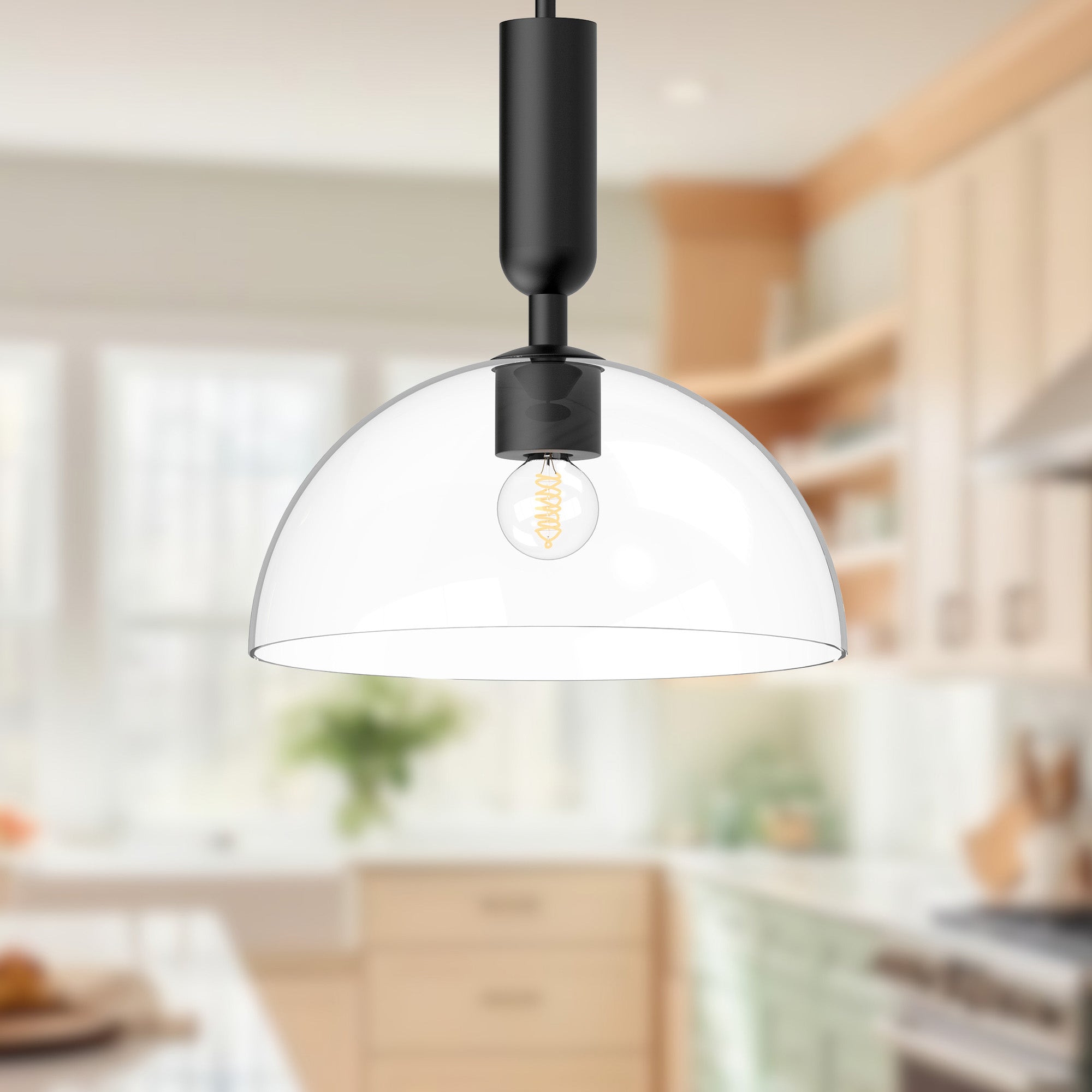 Jude 12-in Clear Glass/Matte Black 1 Light Pendant