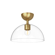 Jude 12-in Brushed Gold/Clear Glass 1 Light Semi Flush Mount