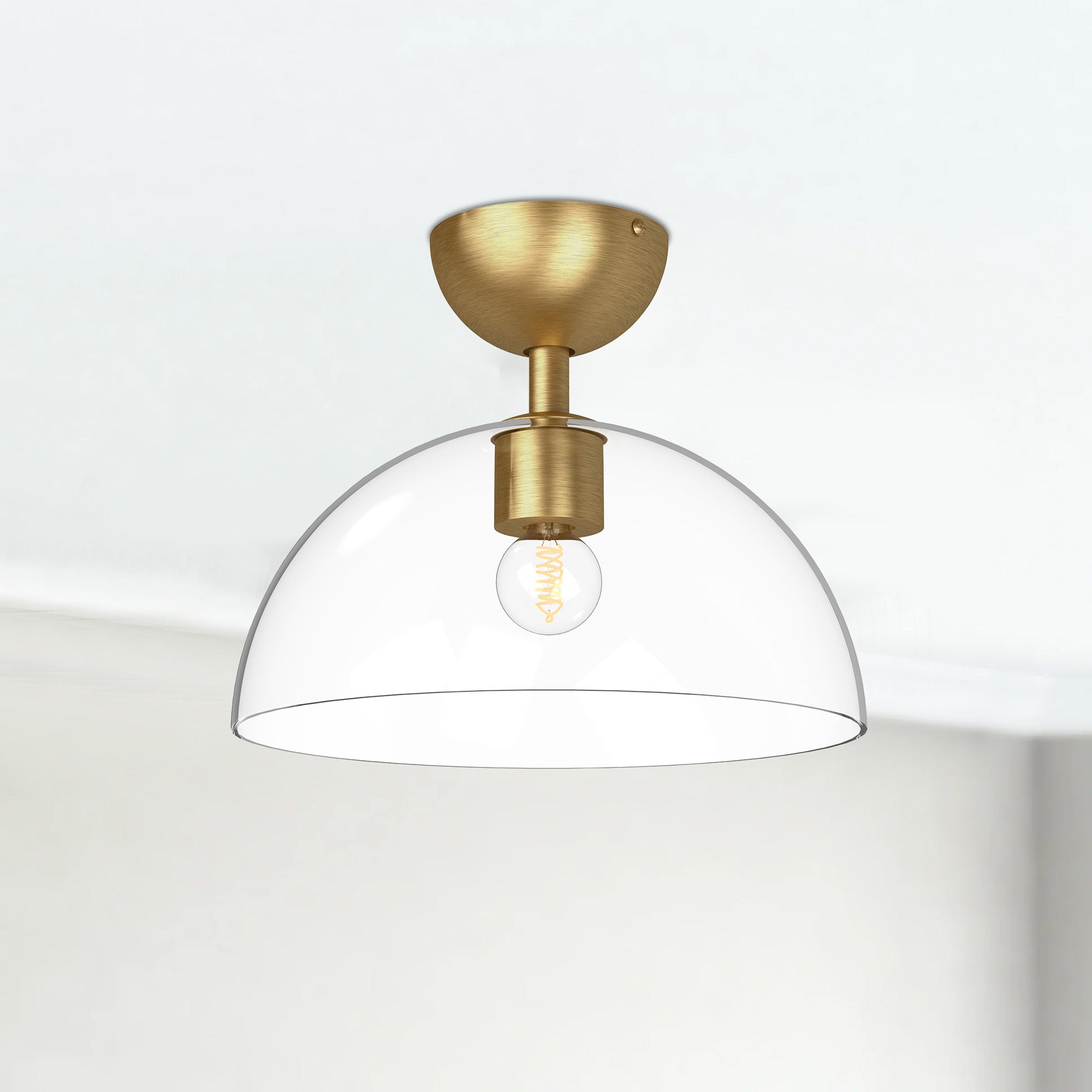 Jude 12-in Brushed Gold/Clear Glass 1 Light Semi Flush Mount