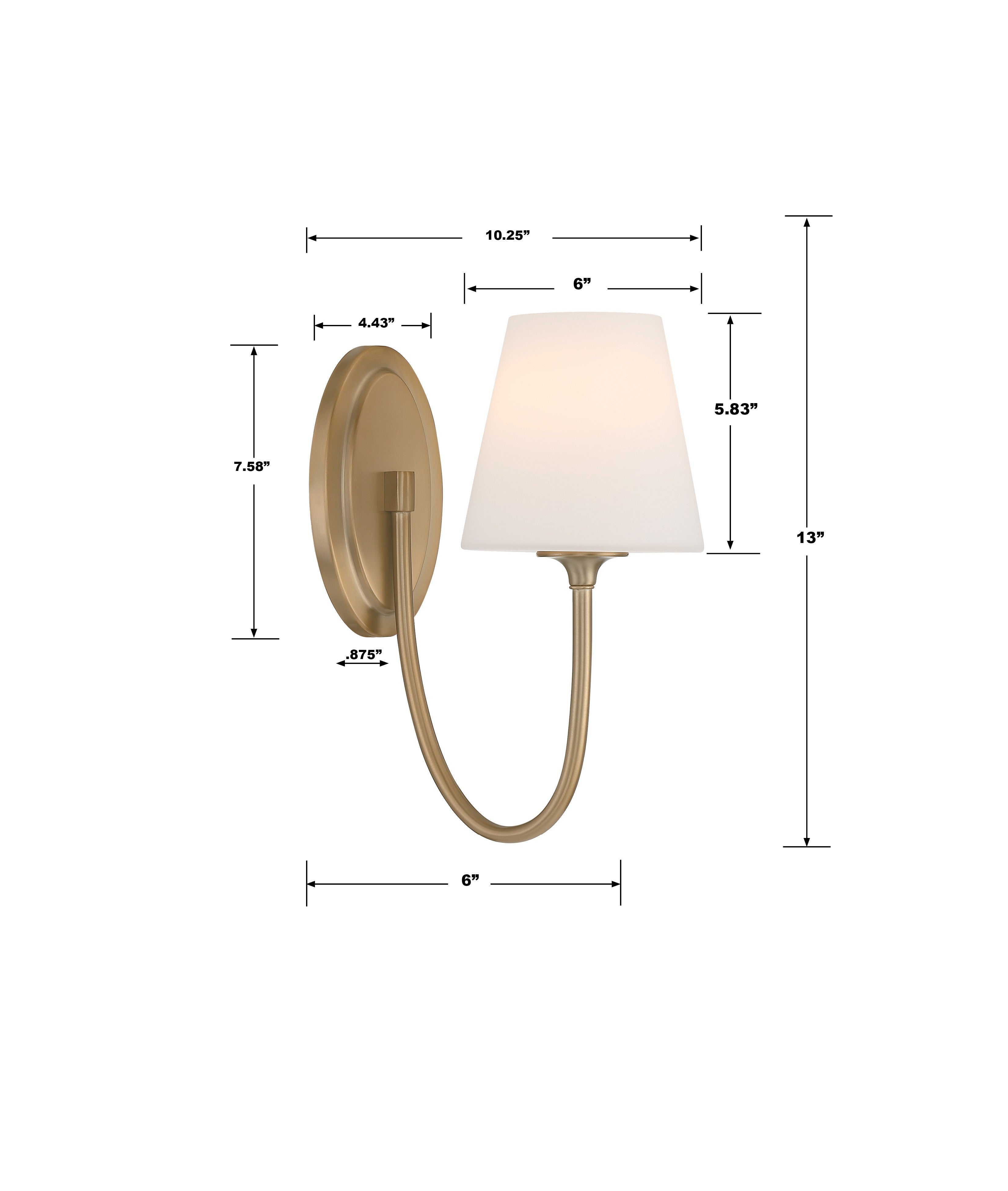 Crystorama Juno JUN-10321-VG – 6 Inch – 1 Light – Sconce – Vibrant Gold – Damp Rated