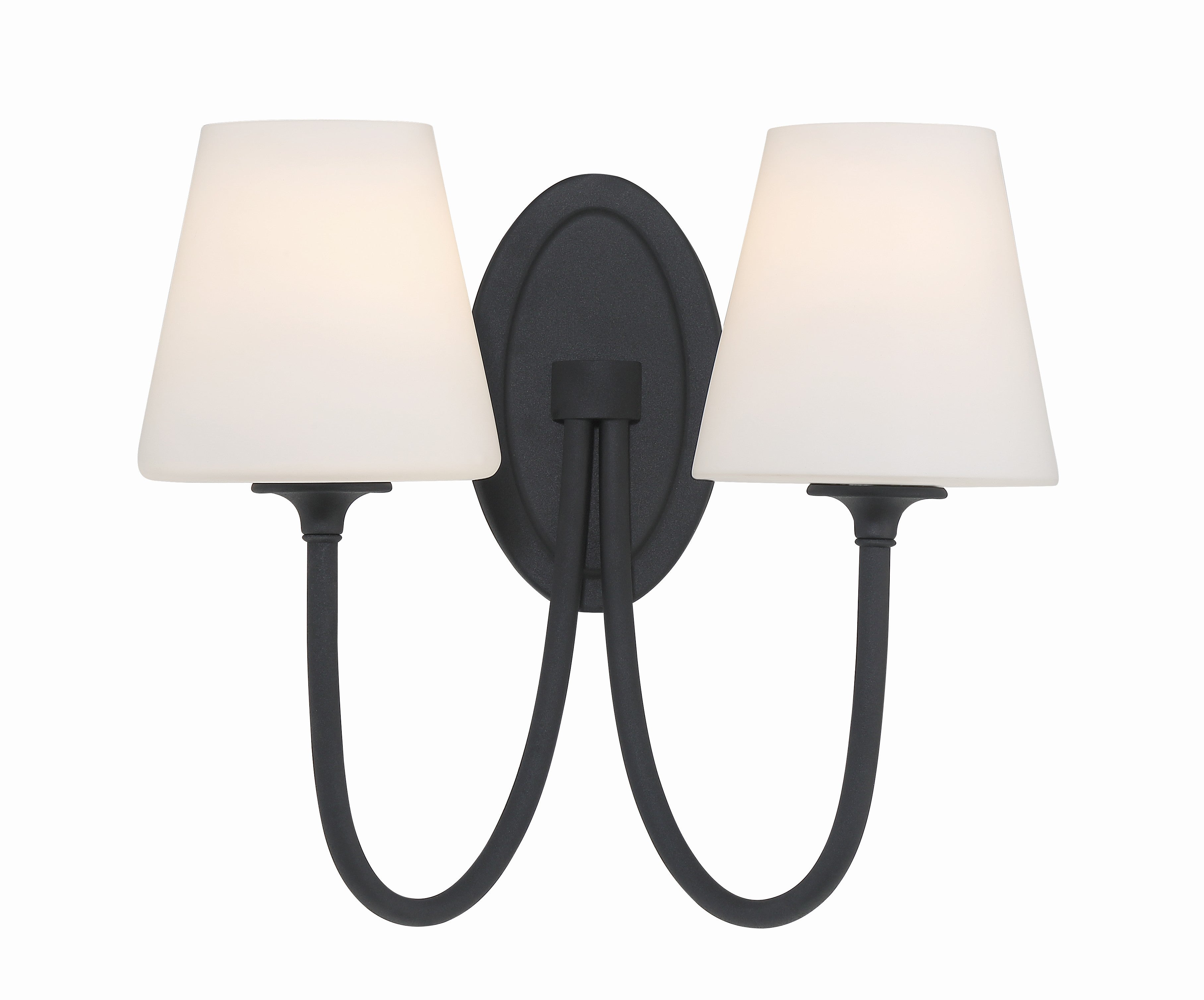 Crystorama Juno JUN-10322-BF – 15 Inch – 2 Light – Sconce – Black Forged – Damp Rated