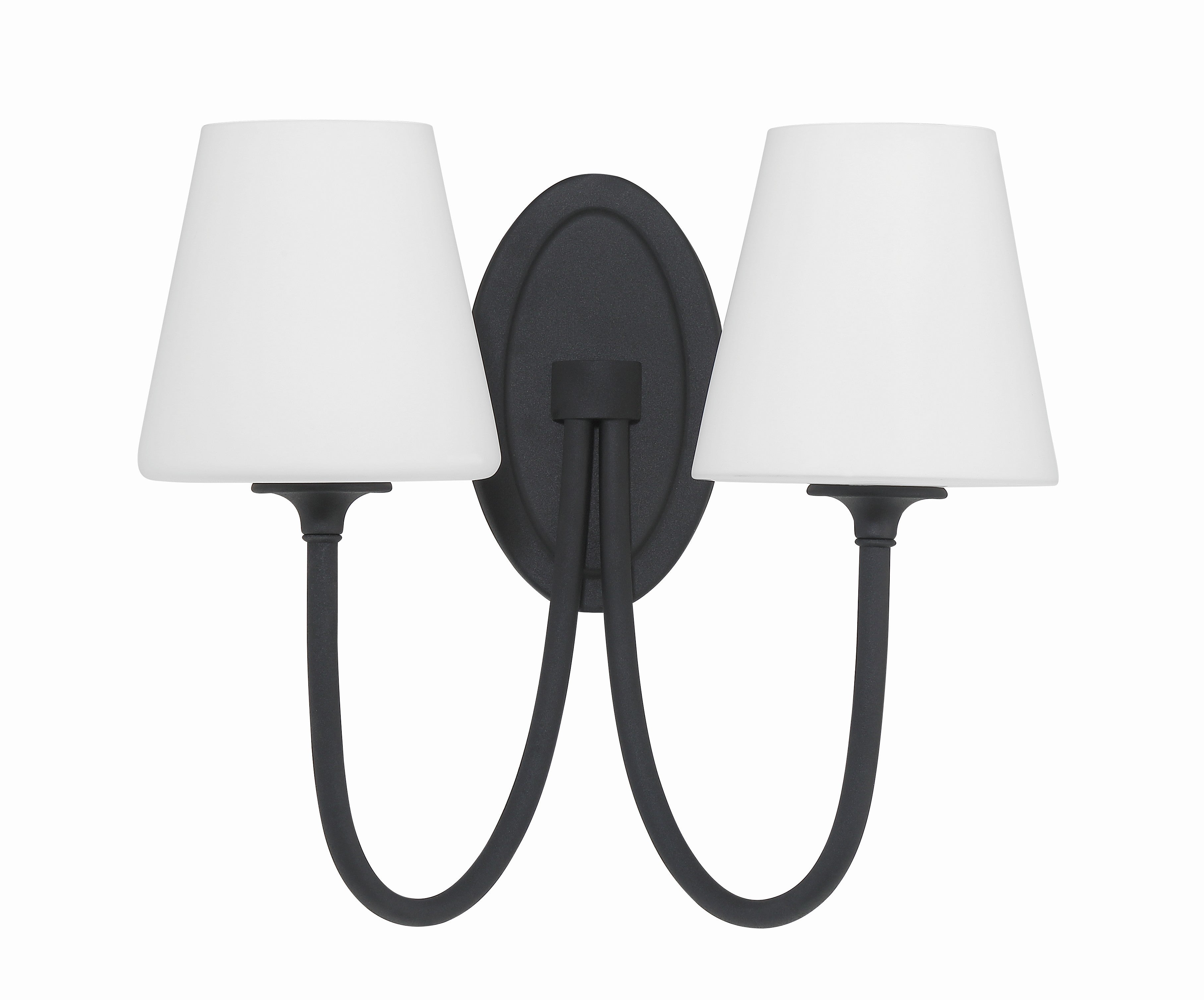 Crystorama Juno JUN-10322-BF – 15 Inch – 2 Light – Sconce – Black Forged – Damp Rated