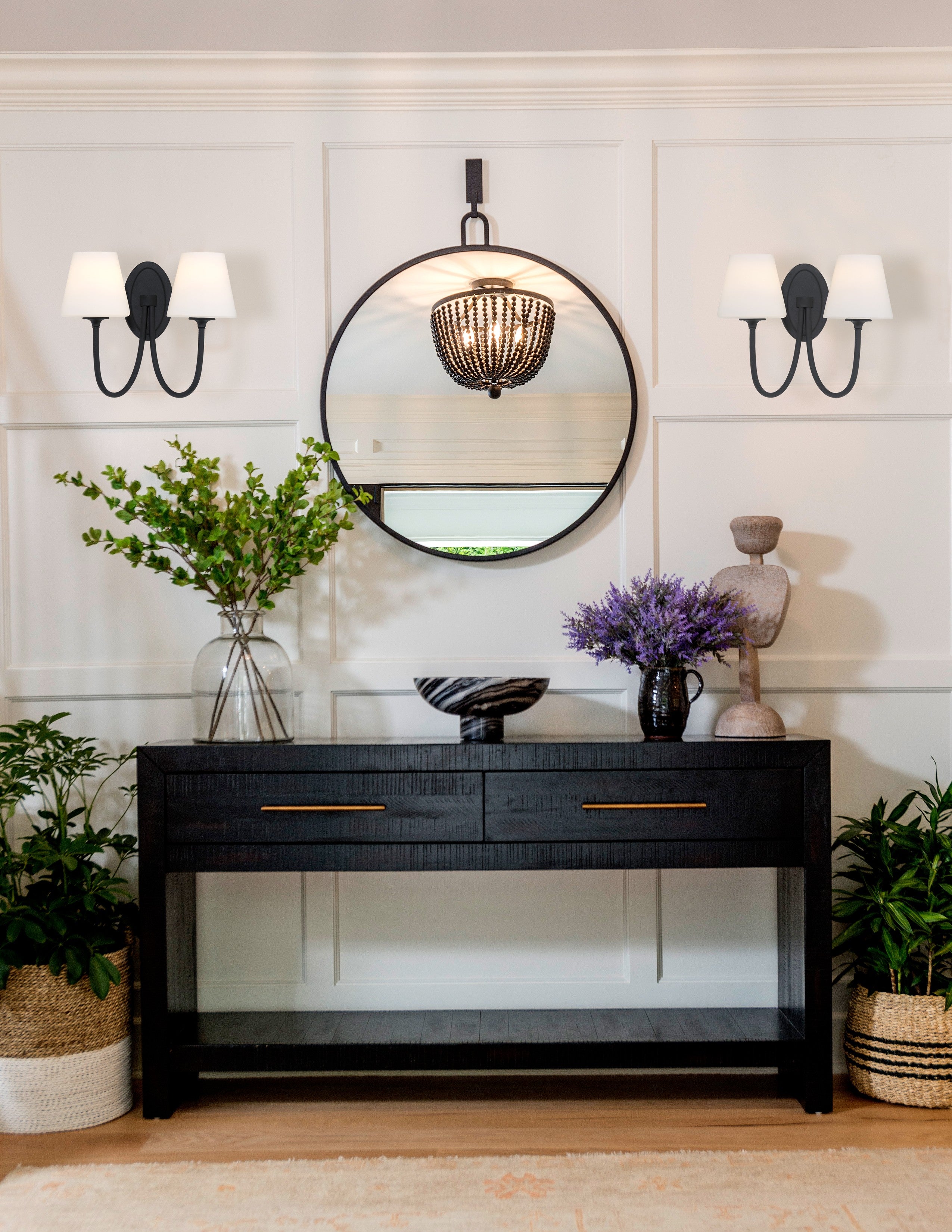 Crystorama Juno JUN-10322-BF – 15 Inch – 2 Light – Sconce – Black Forged – Damp Rated