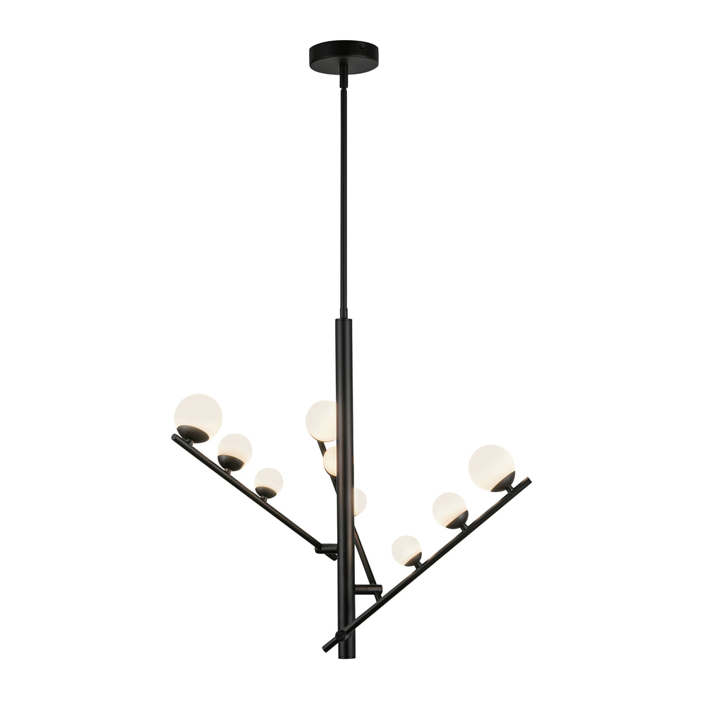 Kuzco Juniper CH55524-BK/OP Chandelier, LED, Black/Opal Glass