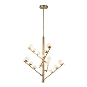 Kuzco 55530-BG/OP Juniper 5 Head Chandelier, UL Listed, Brushed Gold/Opal Glass