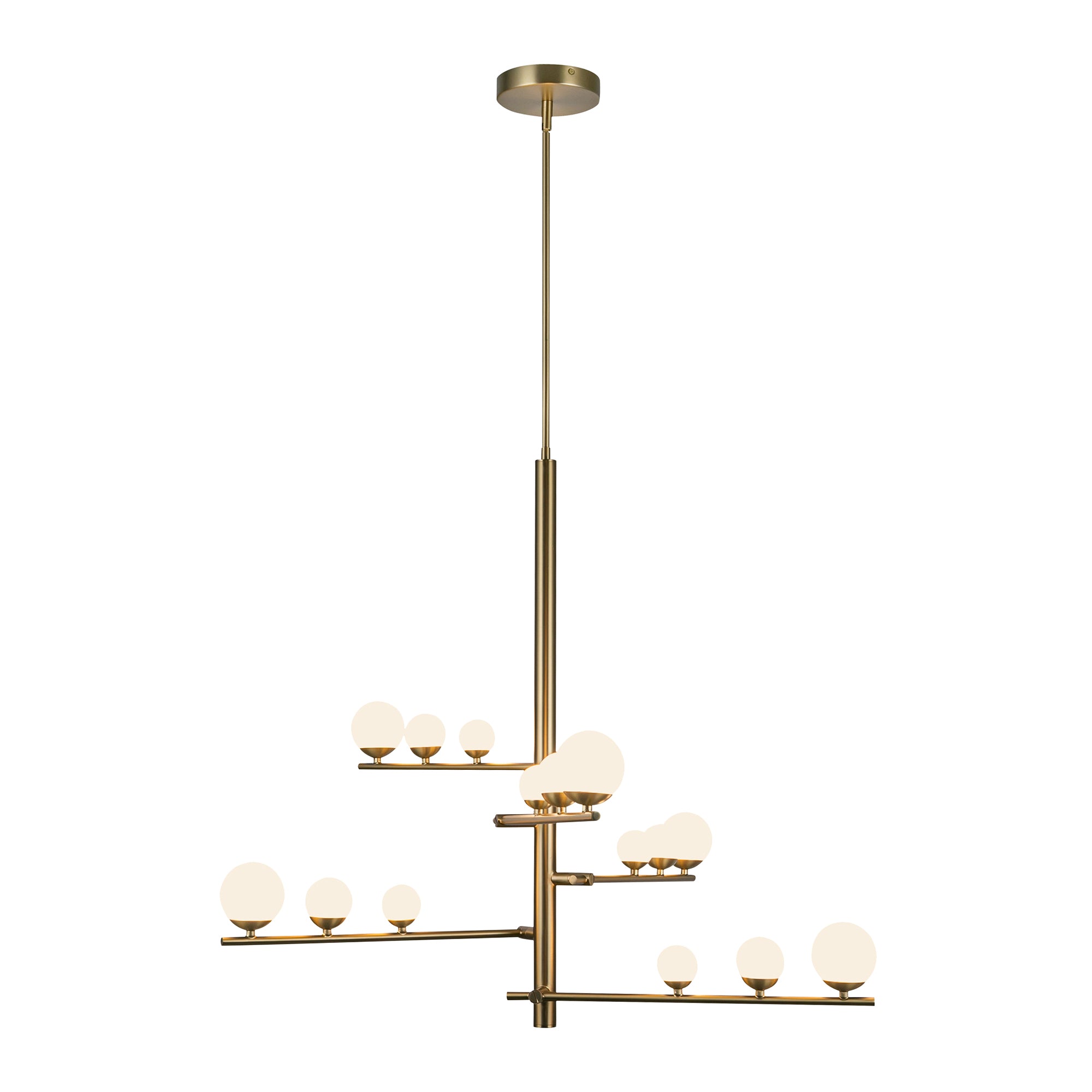 Juniper 5 Head Brushed Gold/Opal Glass LED Chandelier