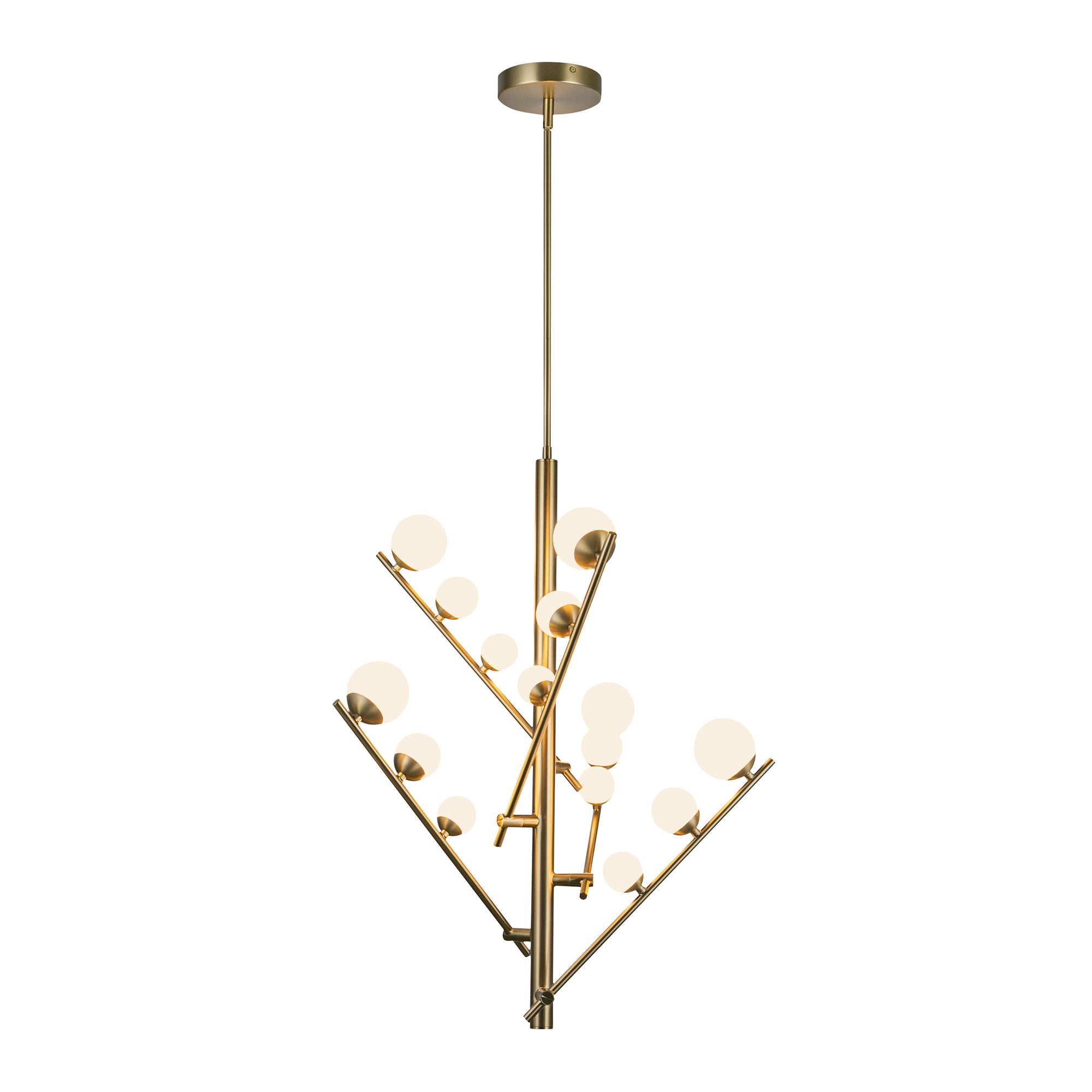 Juniper 5 Head Brushed Gold/Opal Glass LED Chandelier