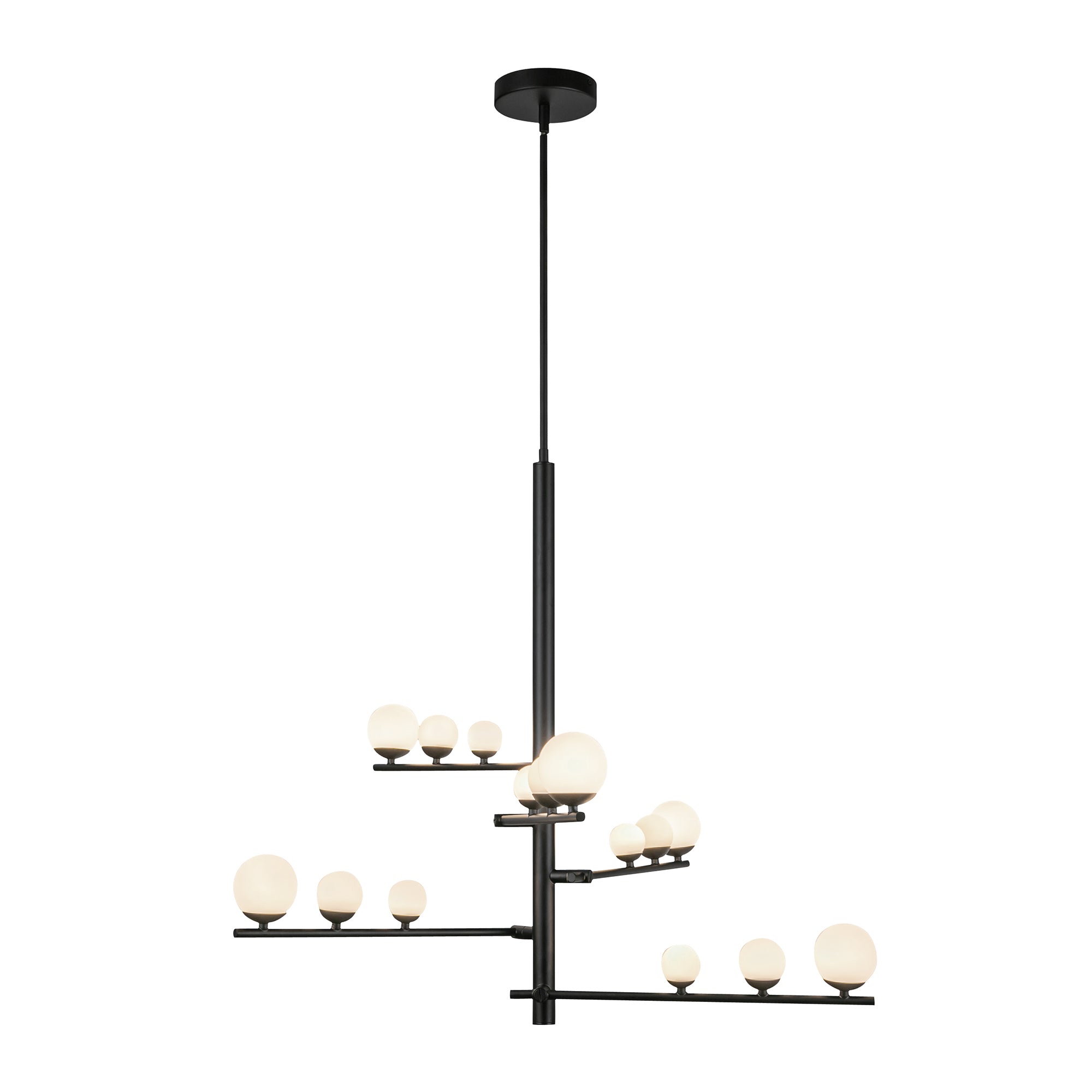 Juniper 5 Head Black/Opal Glass LED Chandelier