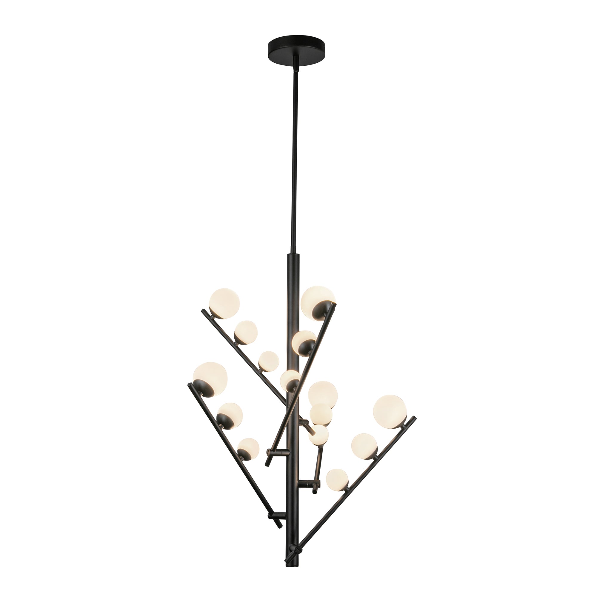 Juniper 5 Head Black/Opal Glass LED Chandelier