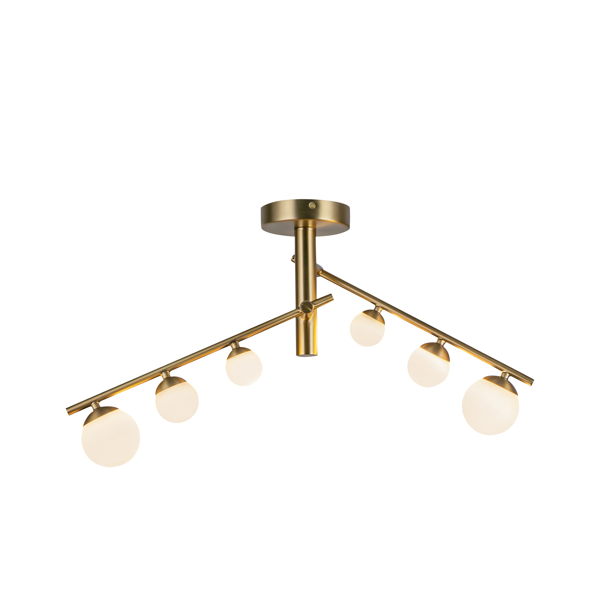 Juniper 2 Head Brushed Gold/Opal Glass LED Semi-Flush
