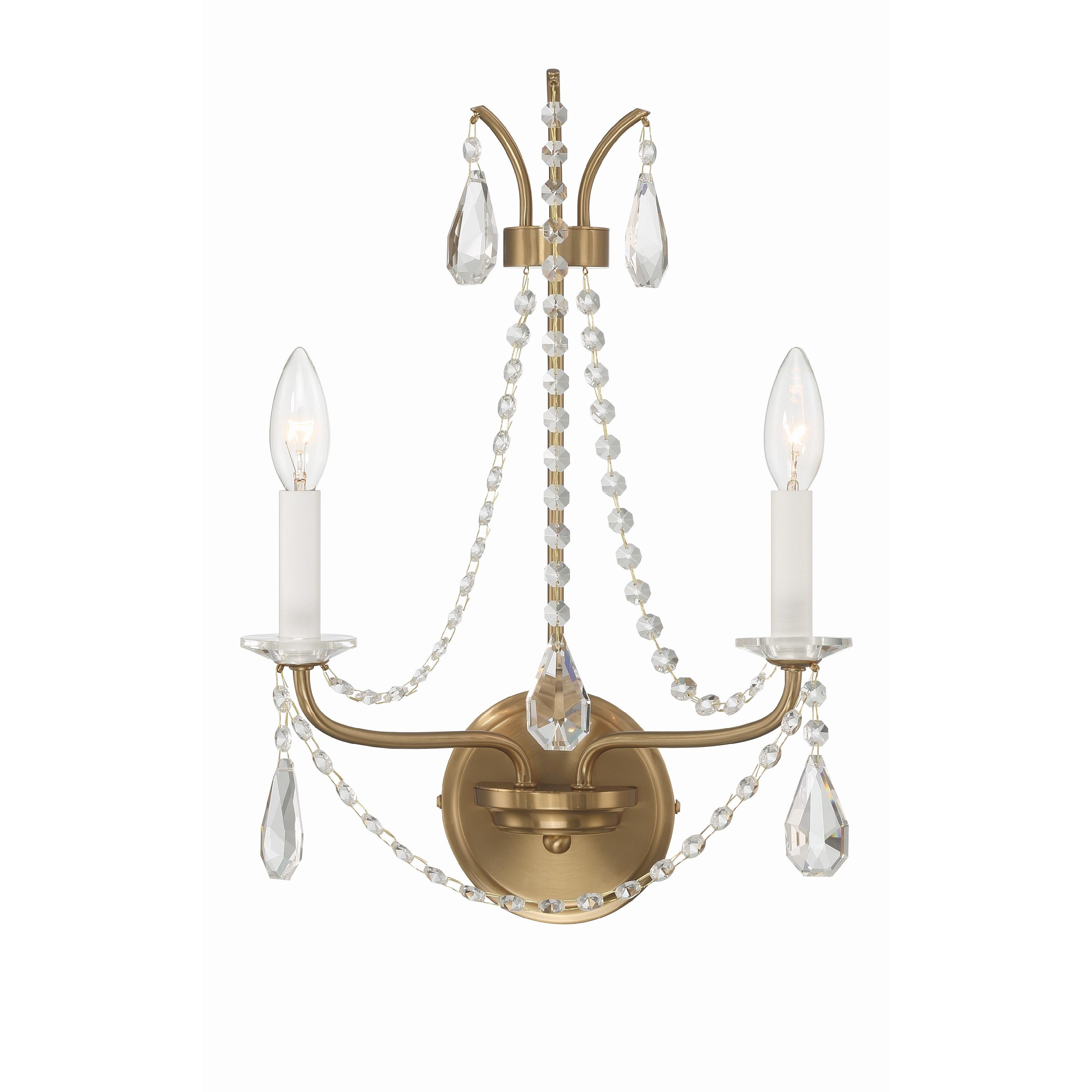 Crystorama Karrington KAR-90902-AG-CL-MWP – 12.5 Inch – 2 Light – Sconce – Aged Brass – Dry Rated