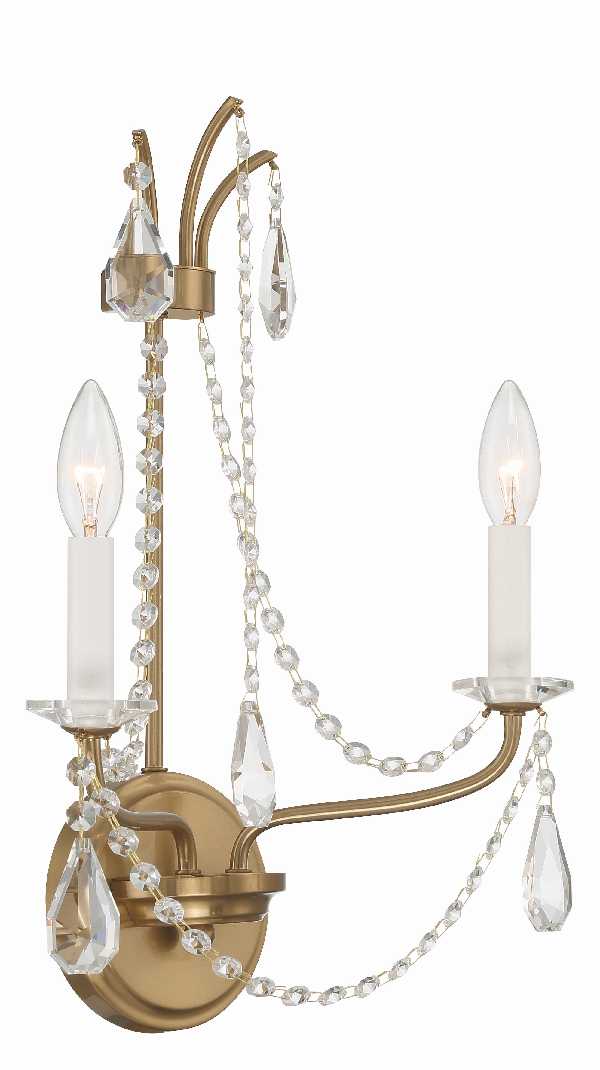 Crystorama Karrington KAR-90902-AG-CL-MWP – 12.5 Inch – 2 Light – Sconce – Aged Brass – Dry Rated