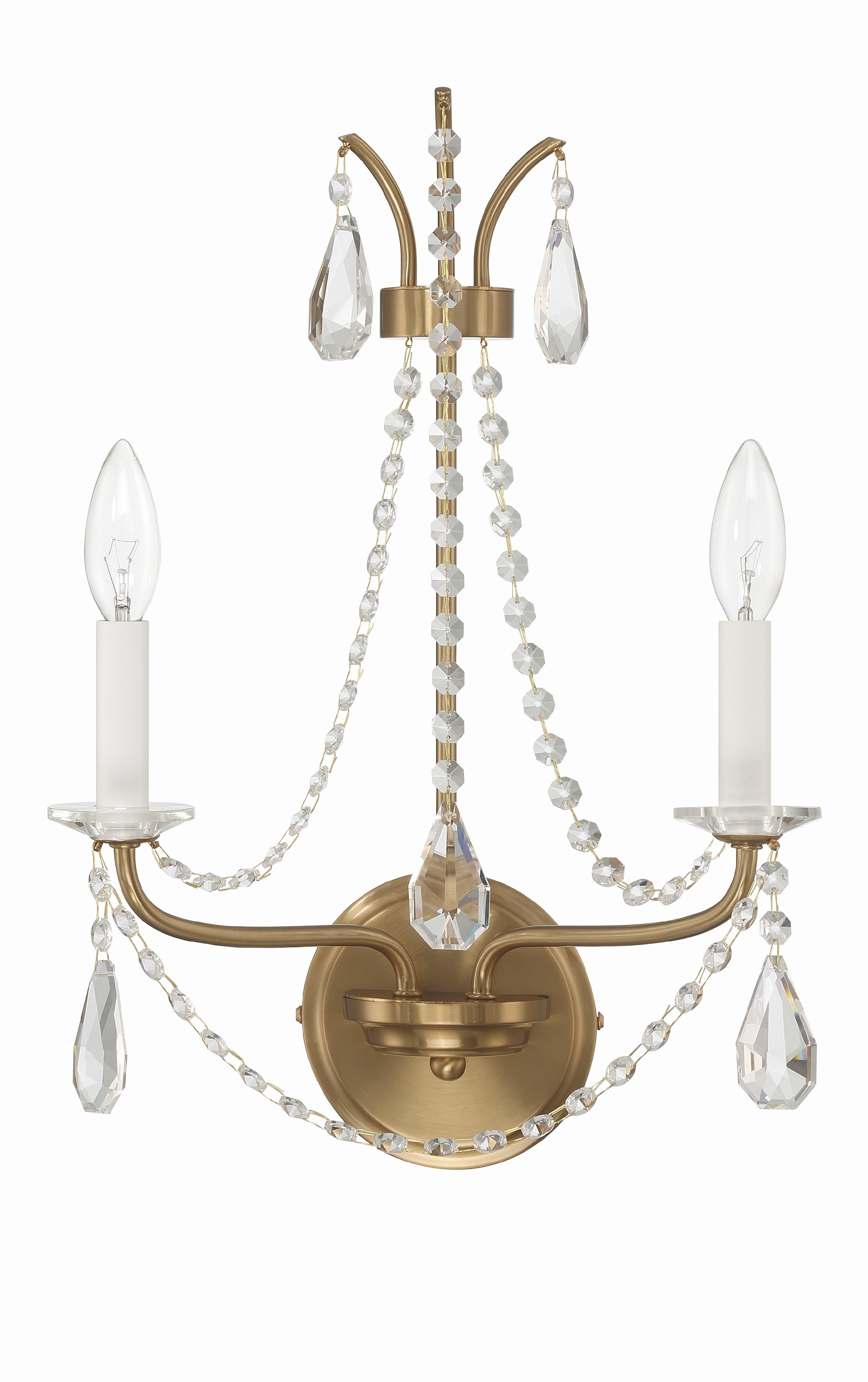 Crystorama Karrington KAR-90902-AG-CL-MWP – 12.5 Inch – 2 Light – Sconce – Aged Brass – Dry Rated