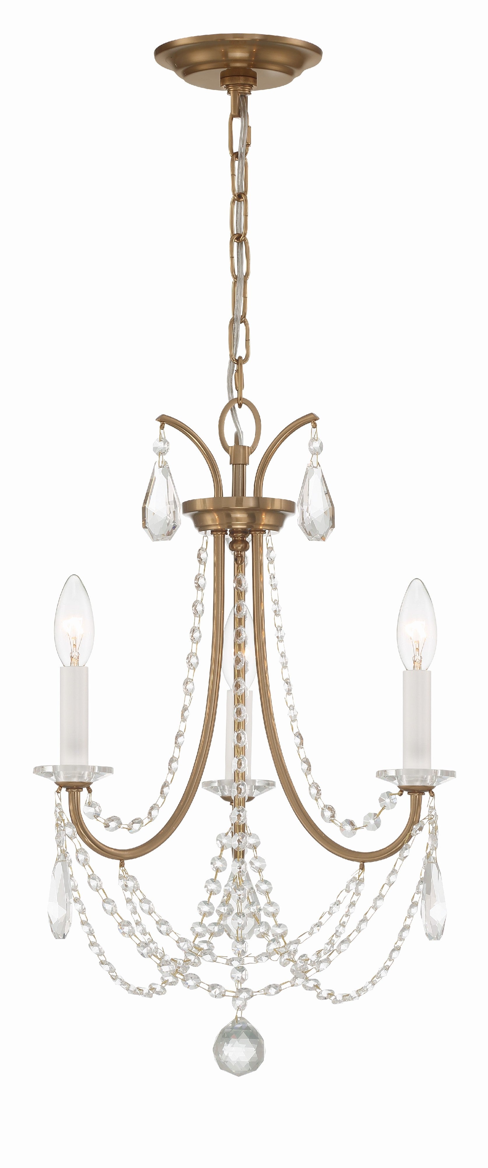 Crystorama Karrington KAR-90903-AG-CL-MWP – 14 Inch – 3 Light – Chandelier – Aged Brass – Dry Rated