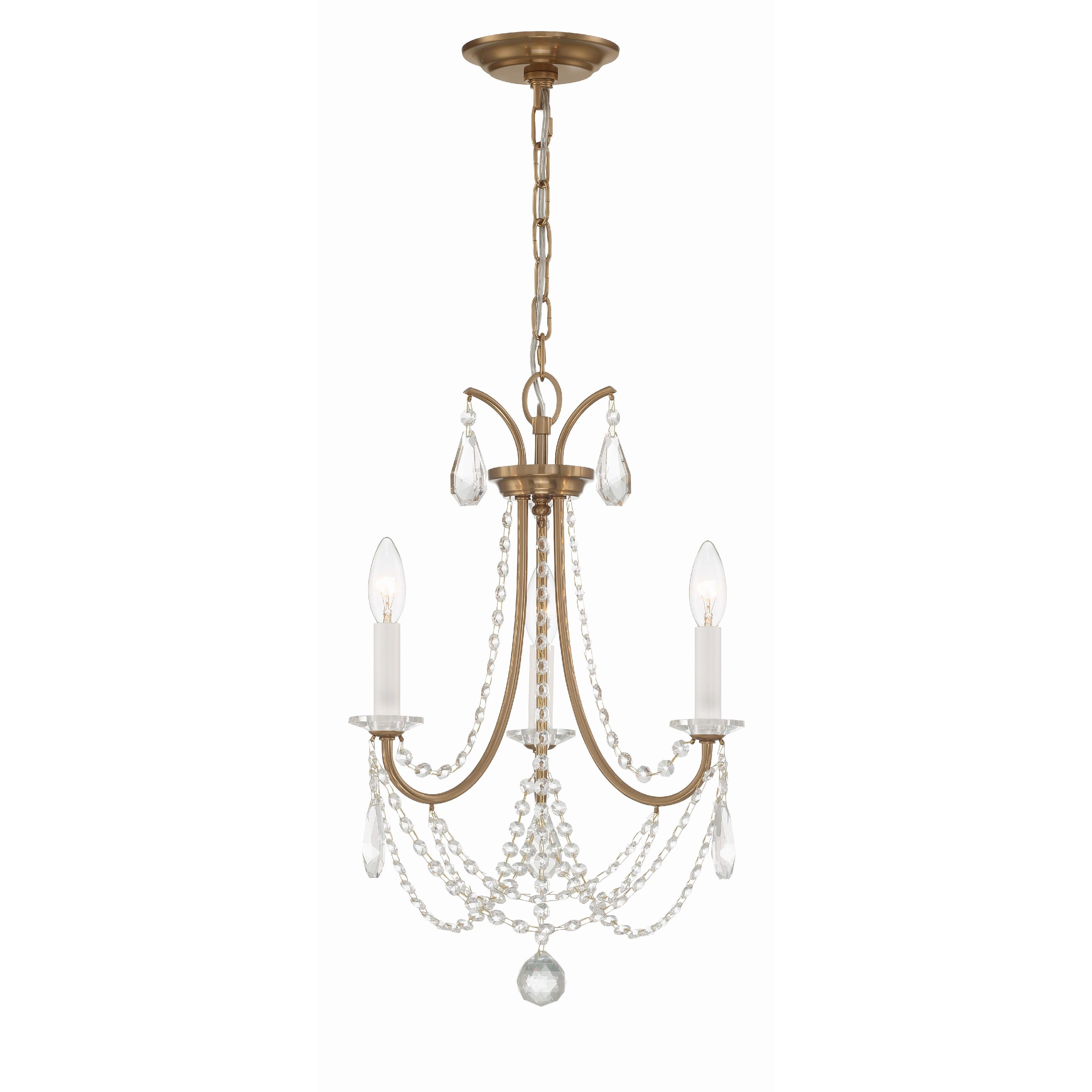 Crystorama Karrington KAR-90903-AG-CL-MWP – 14 Inch – 3 Light – Chandelier – Aged Brass – Dry Rated