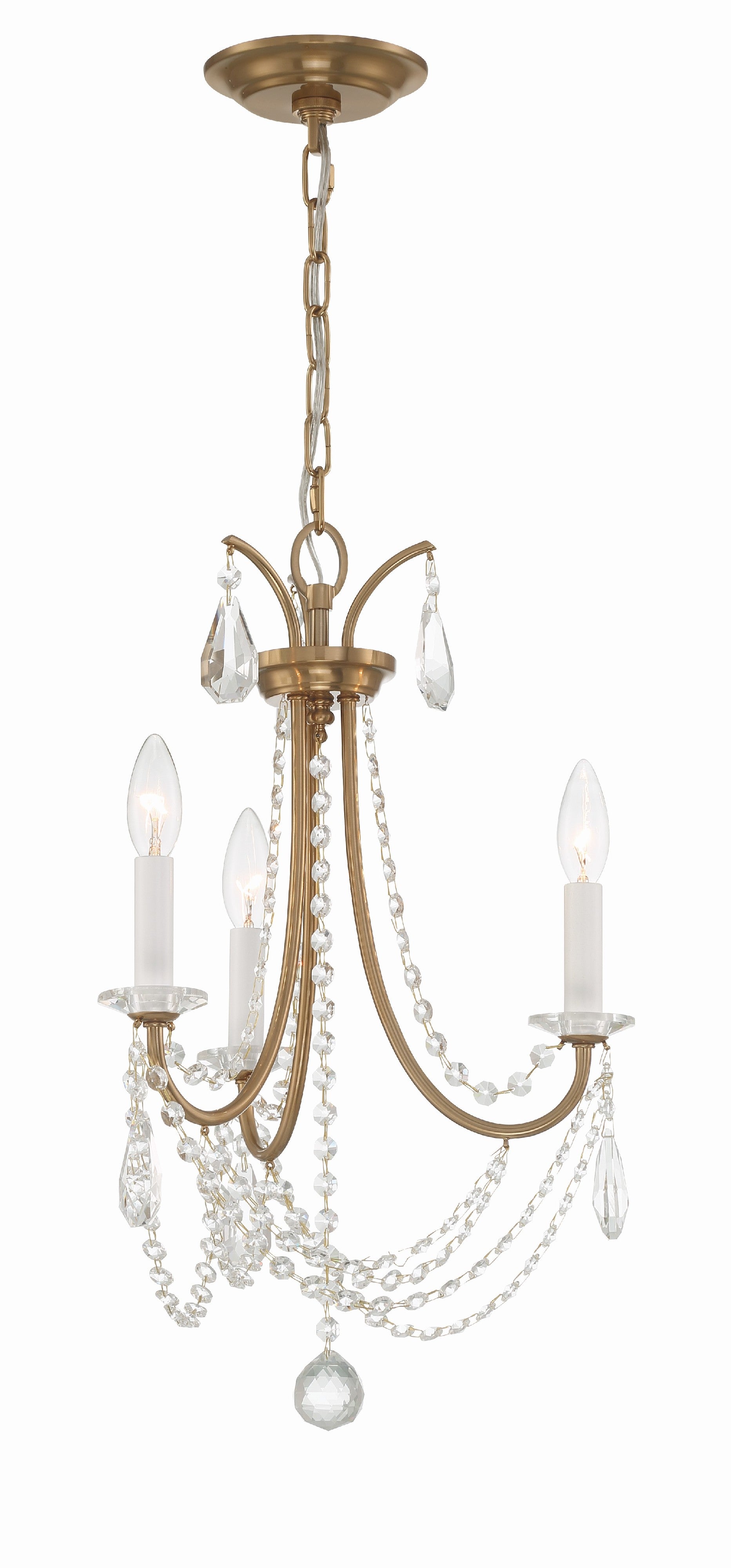 Crystorama Karrington KAR-90903-AG-CL-MWP – 14 Inch – 3 Light – Chandelier – Aged Brass – Dry Rated