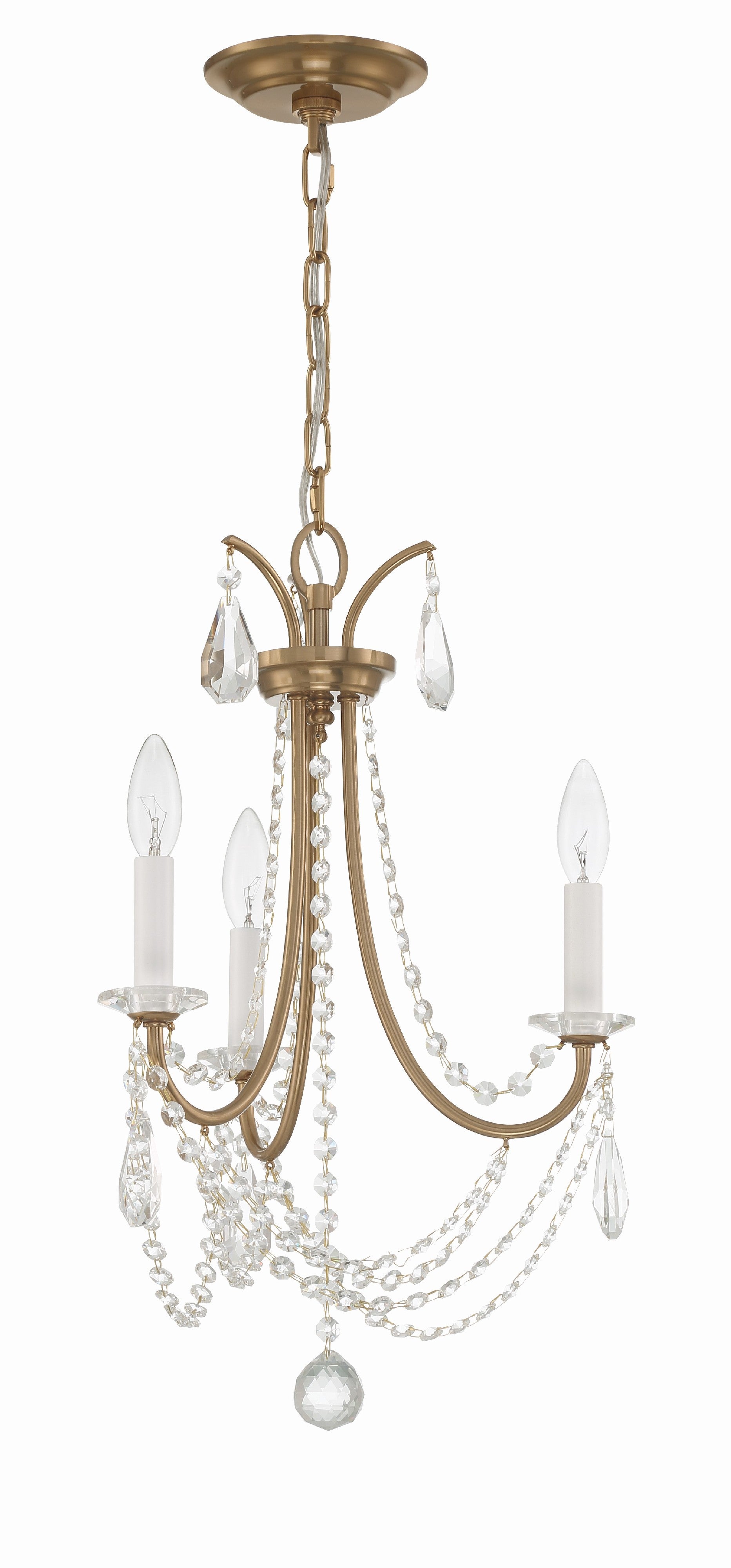 Crystorama Karrington KAR-90903-AG-CL-MWP – 14 Inch – 3 Light – Chandelier – Aged Brass – Dry Rated