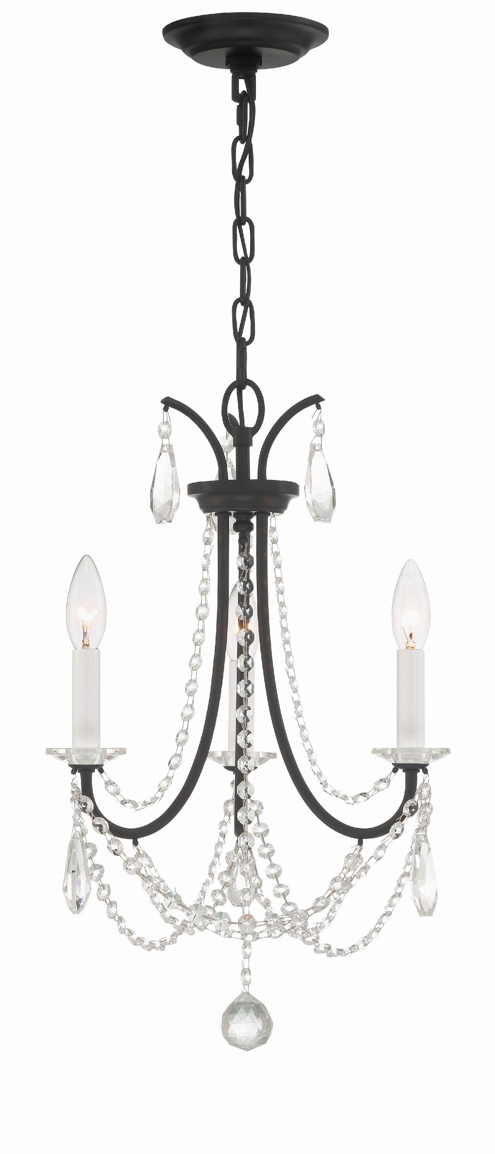 Crystorama Karrington KAR-90903-MK-CL-MWP – 14 Inch – 3 Light – Chandelier – Matte Black – Dry Rated