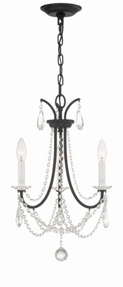 Crystorama Karrington KAR-90903-MK-CL-MWP – 14 Inch – 3 Light – Chandelier – Matte Black – Dry Rated