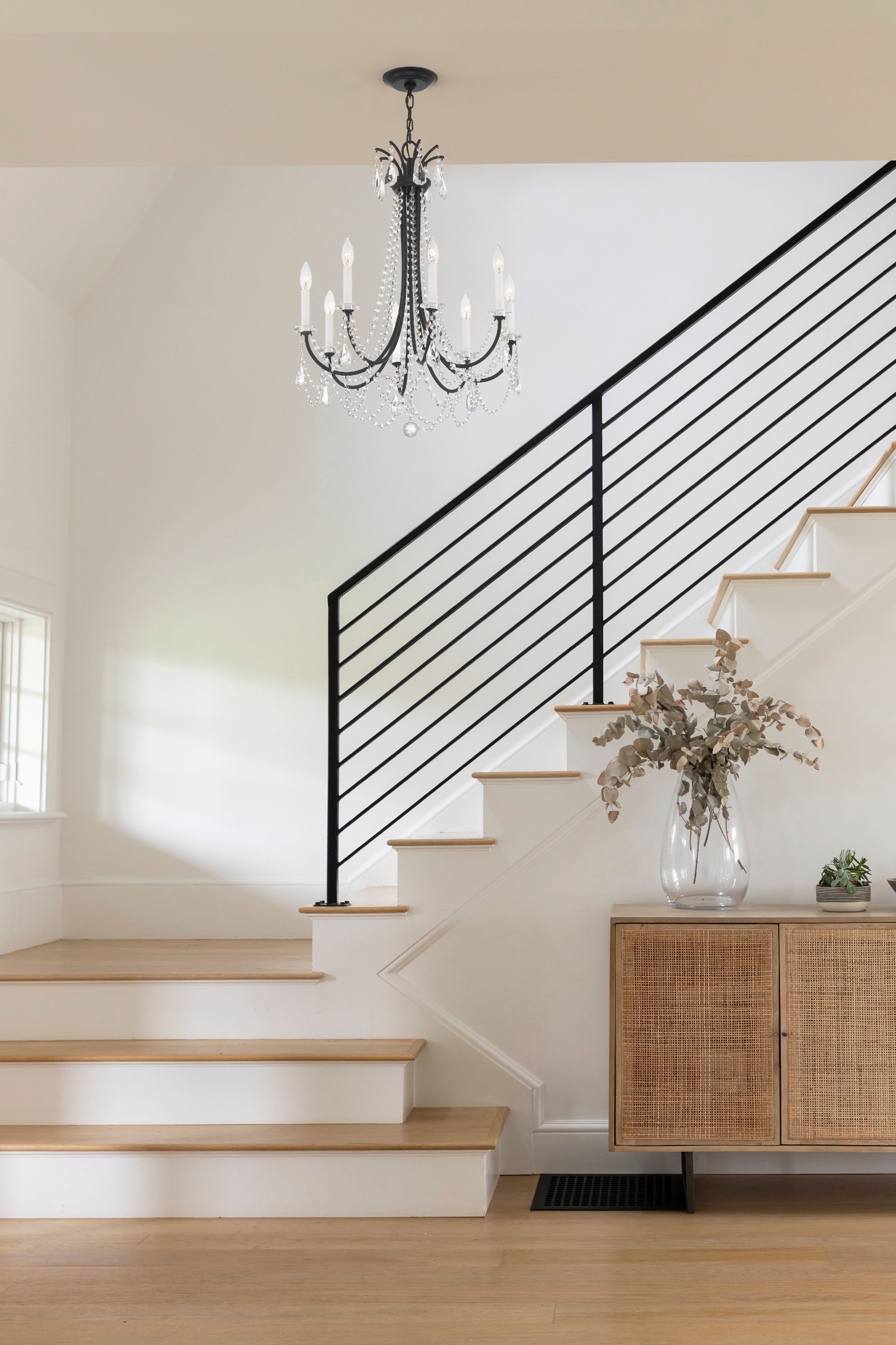 Crystorama Karrington KAR-90908-MK-CL-MWP – 26 Inch – 8 Light – Chandelier – Matte Black – Dry Rated