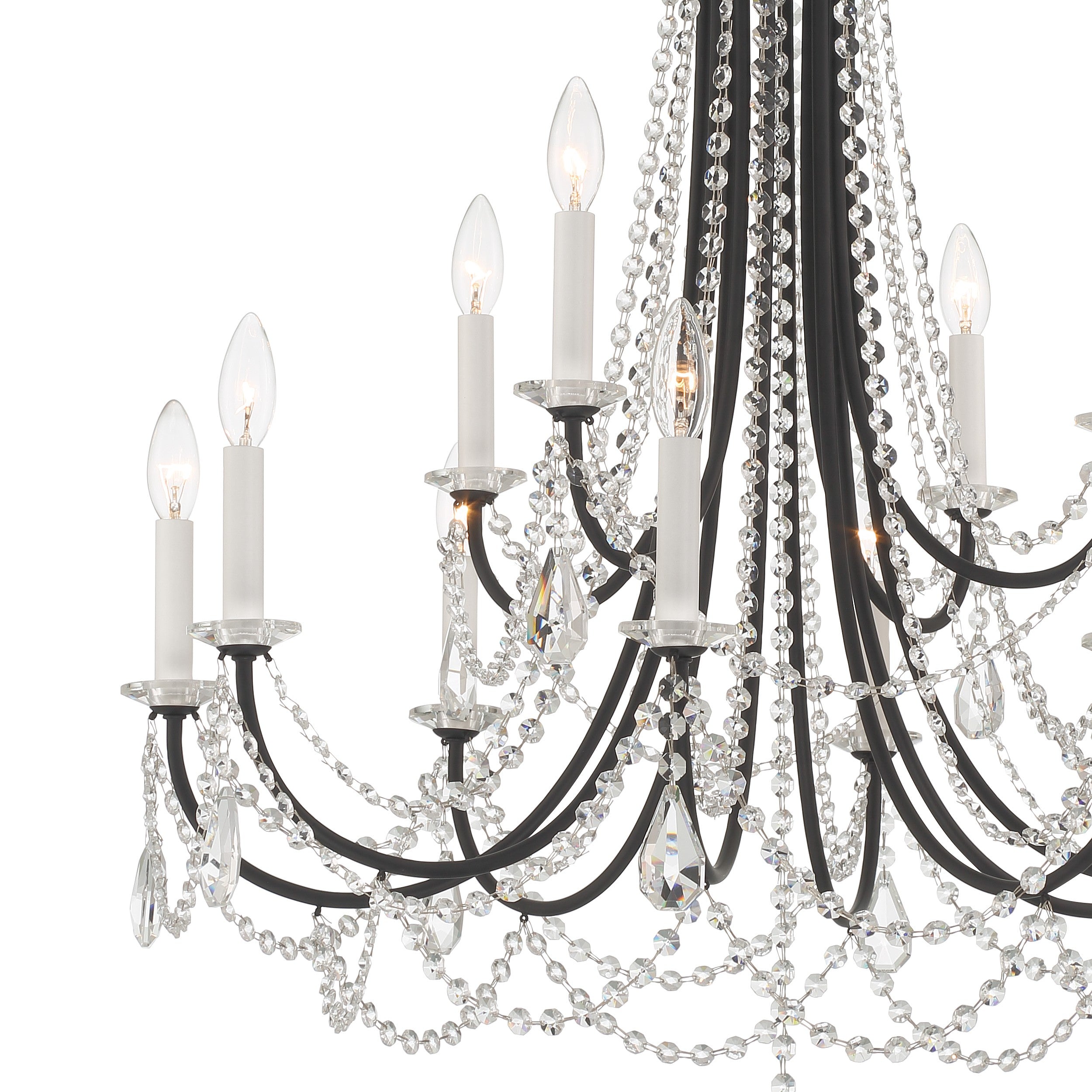 Crystorama Karrington KAR-90912-MK-CL-MWP – 30 Inch – 12 Light – Chandelier – Matte Black – Dry Rated