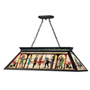 4 Light Billiard Table Light -Multi Colored Tiffany