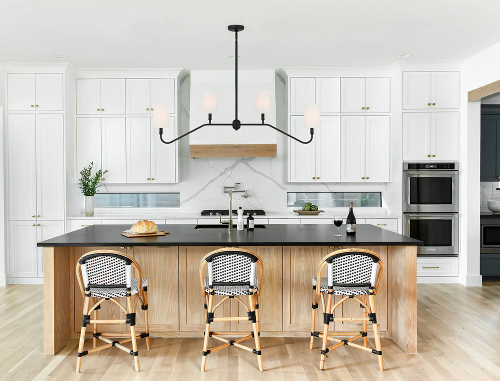 Crystorama Lighting KEE-A3004-BF Keenan 4 Light Black Forged Linear Chandelier, UL Damp Rated, Black Forged