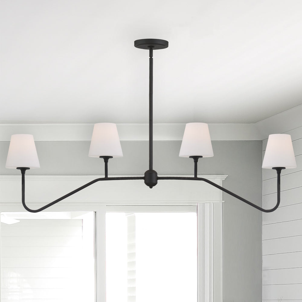 Crystorama Lighting KEE-A3004-BF Keenan 4 Light Black Forged Linear Chandelier, UL Damp Rated, Black Forged