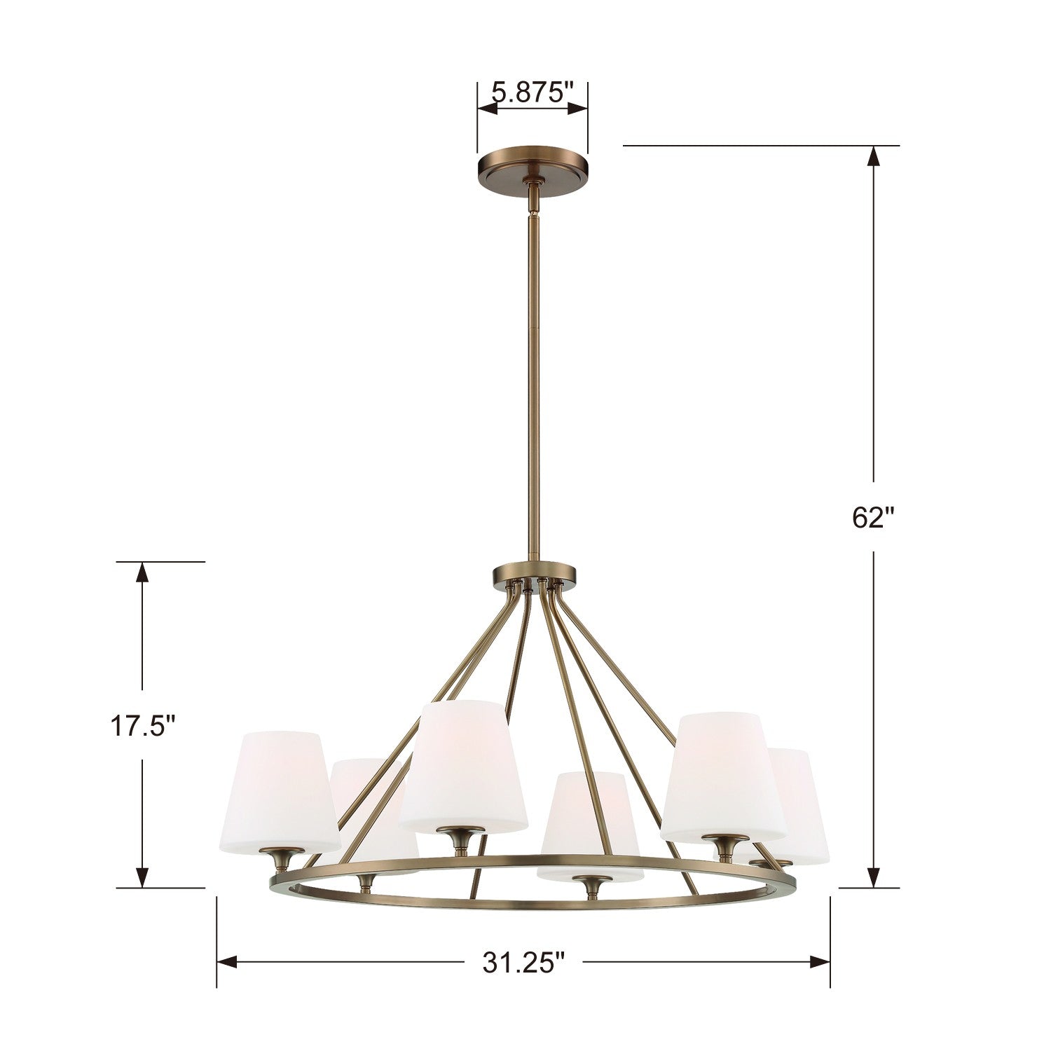 Crystorama Keenan KEE-A3006-VG – 31.25 Inch – 6 Light – Chandelier – Vibrant Gold – Damp Rated