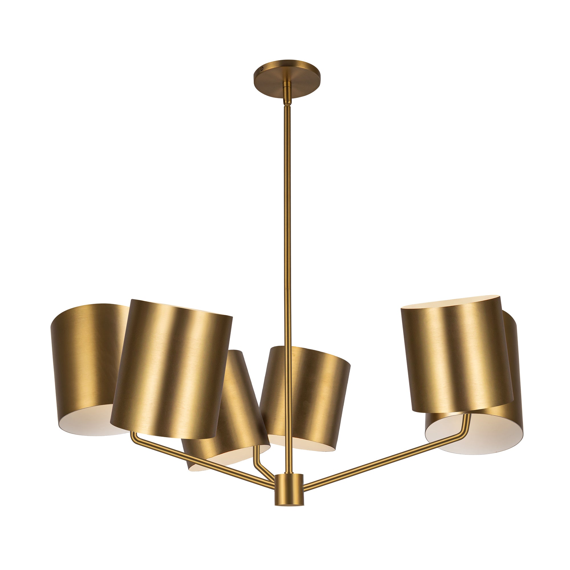 Keiko 30-in Brushed Gold 6 Lights Chandelier