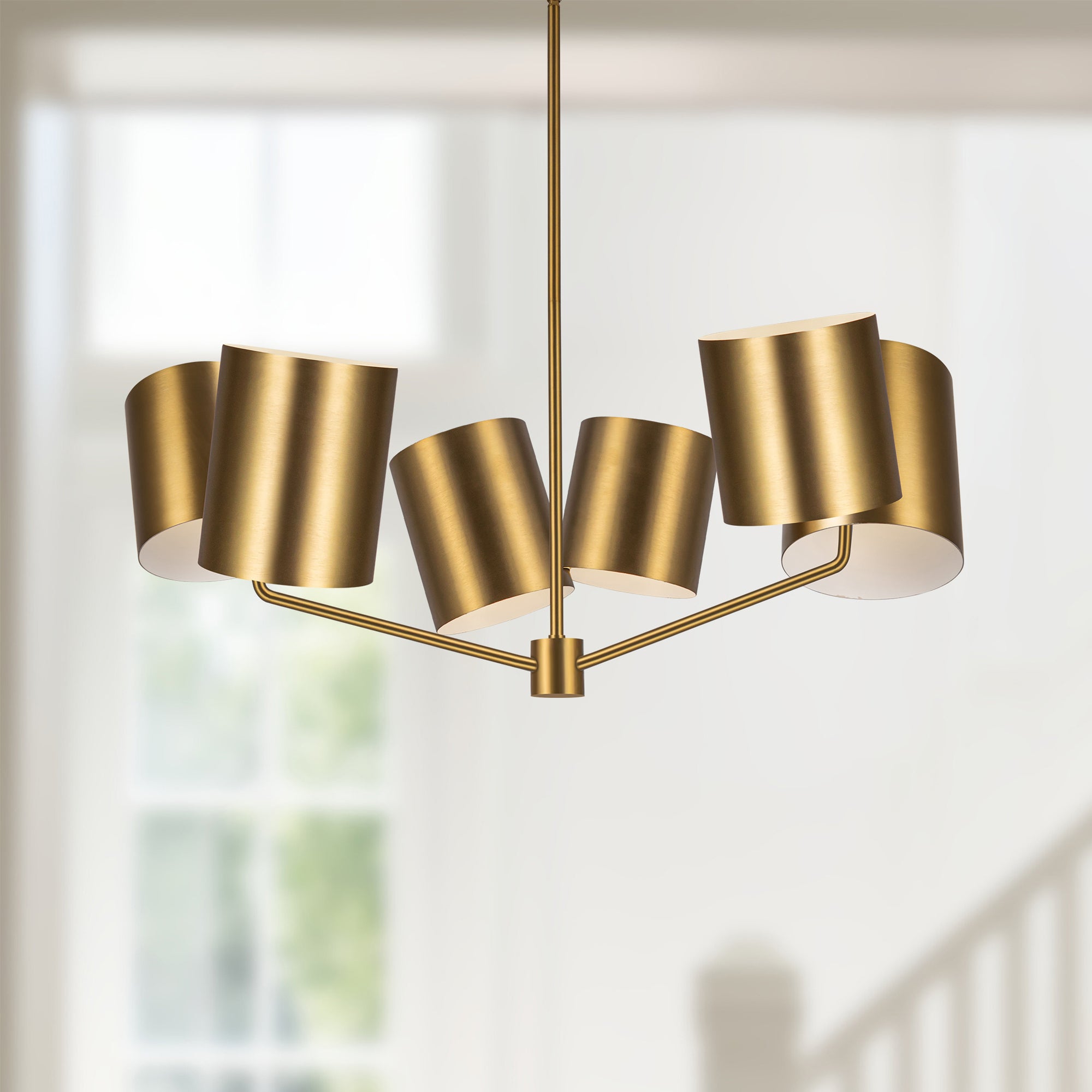 Keiko 30-in Brushed Gold 6 Lights Chandelier