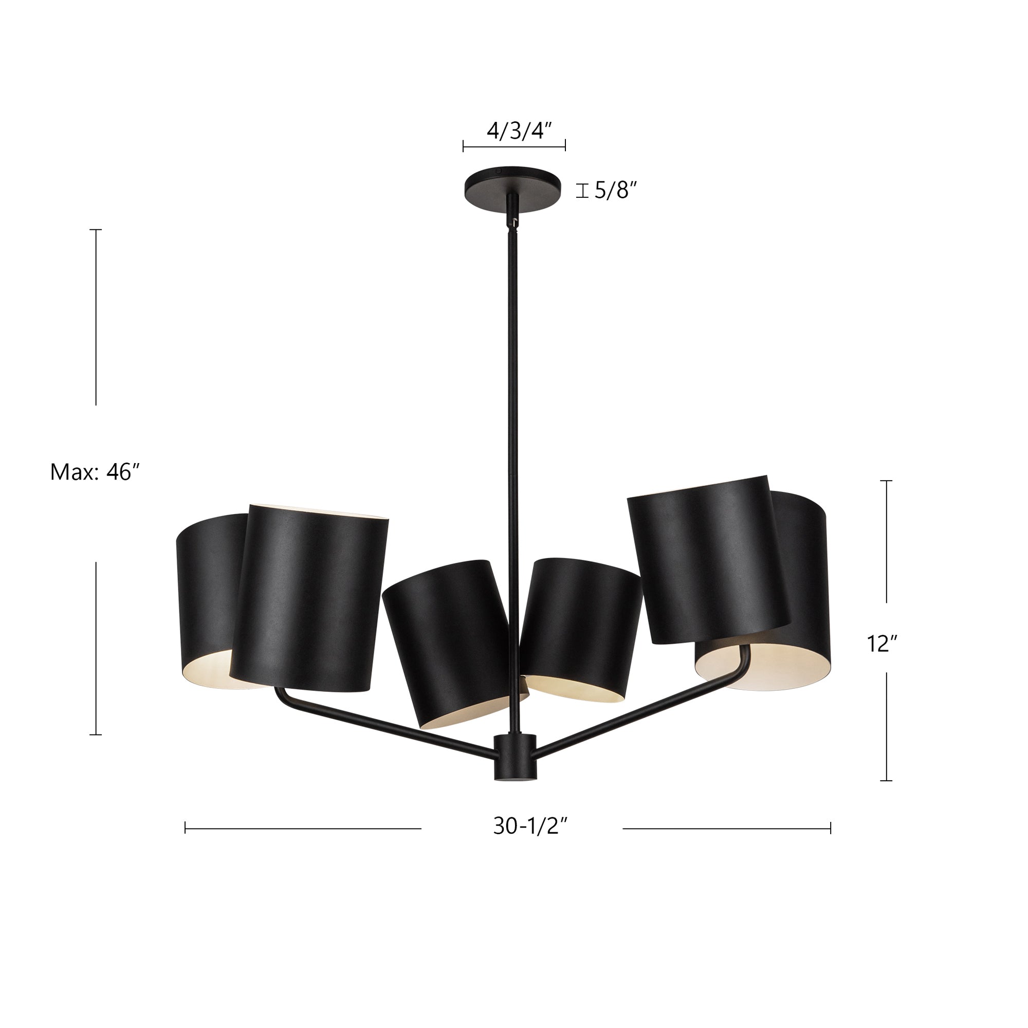 Keiko 30-in Black 6 Lights Chandelier