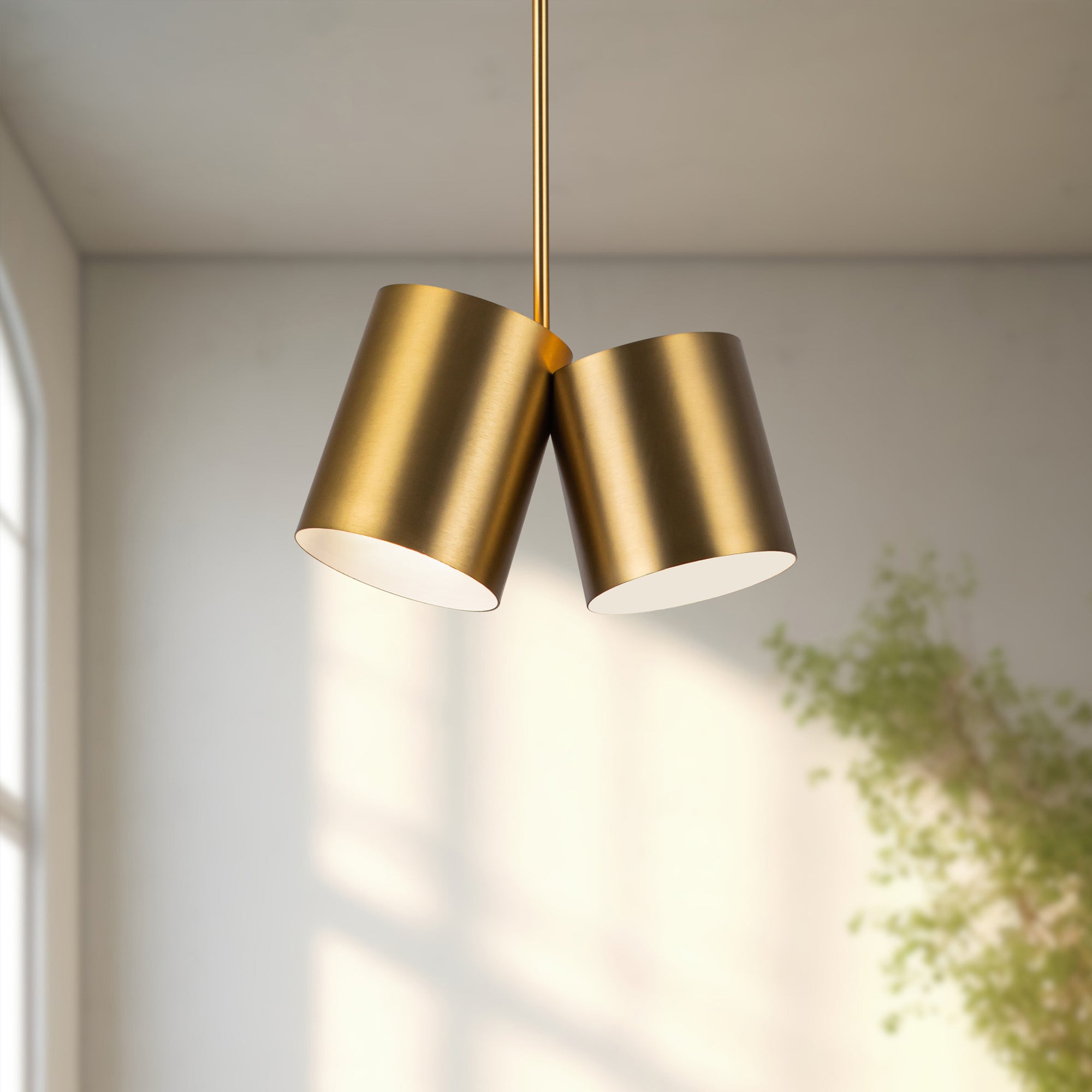 Keiko 14-in Brushed Gold 2 Lights Pendant