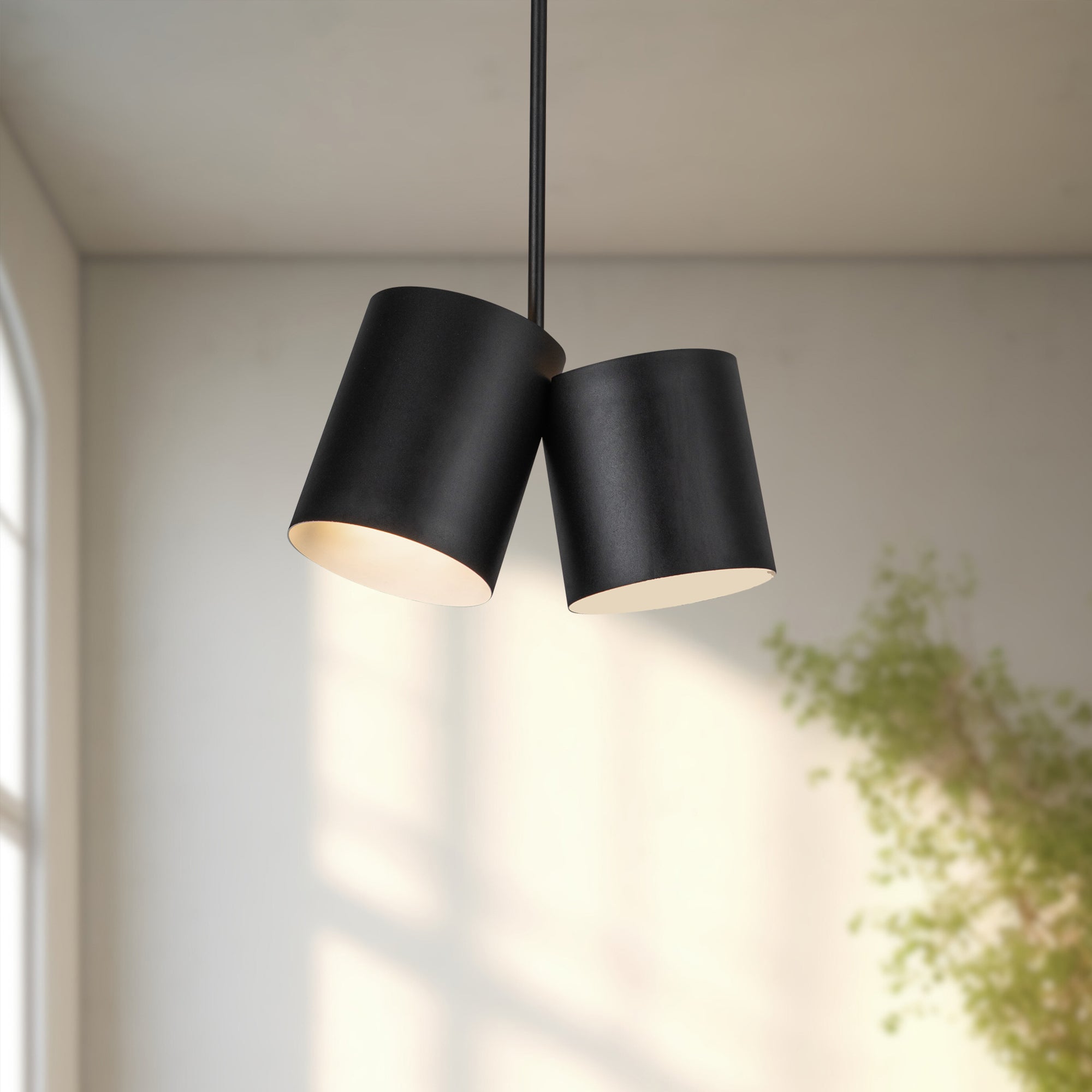 Keiko 14-in Black 2 Lights Pendant